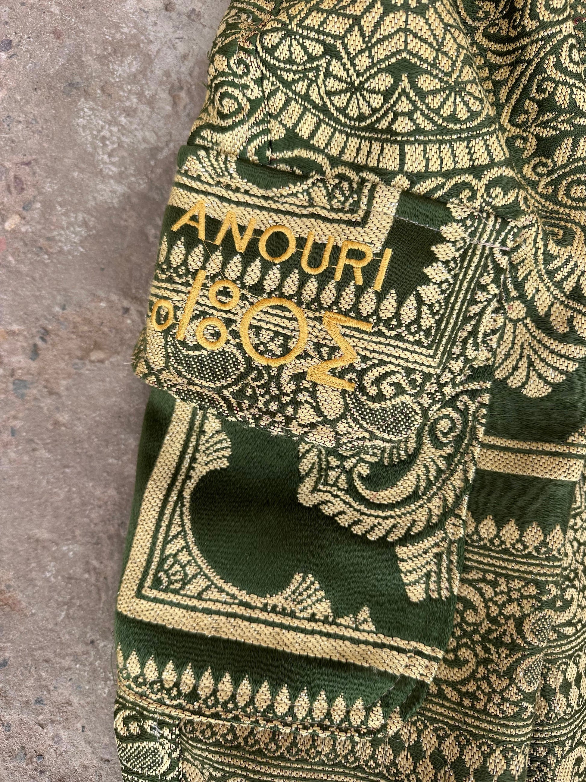 Anouris Original PANT with wide legs with two pockets  side green print “Carpet” UNISEX