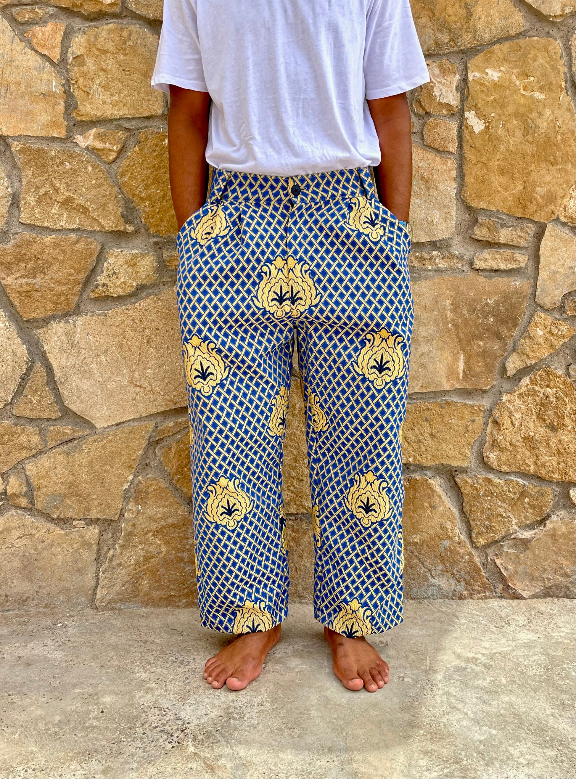 Anouris Original PANT with wide legs blue print “Carpet” UNISEX