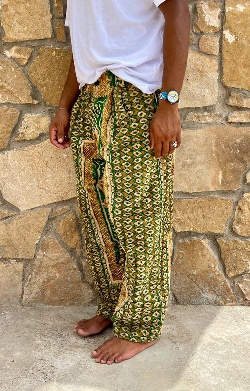 Anouris Original PANT with wide legs Green print “Carpet” UNISEX