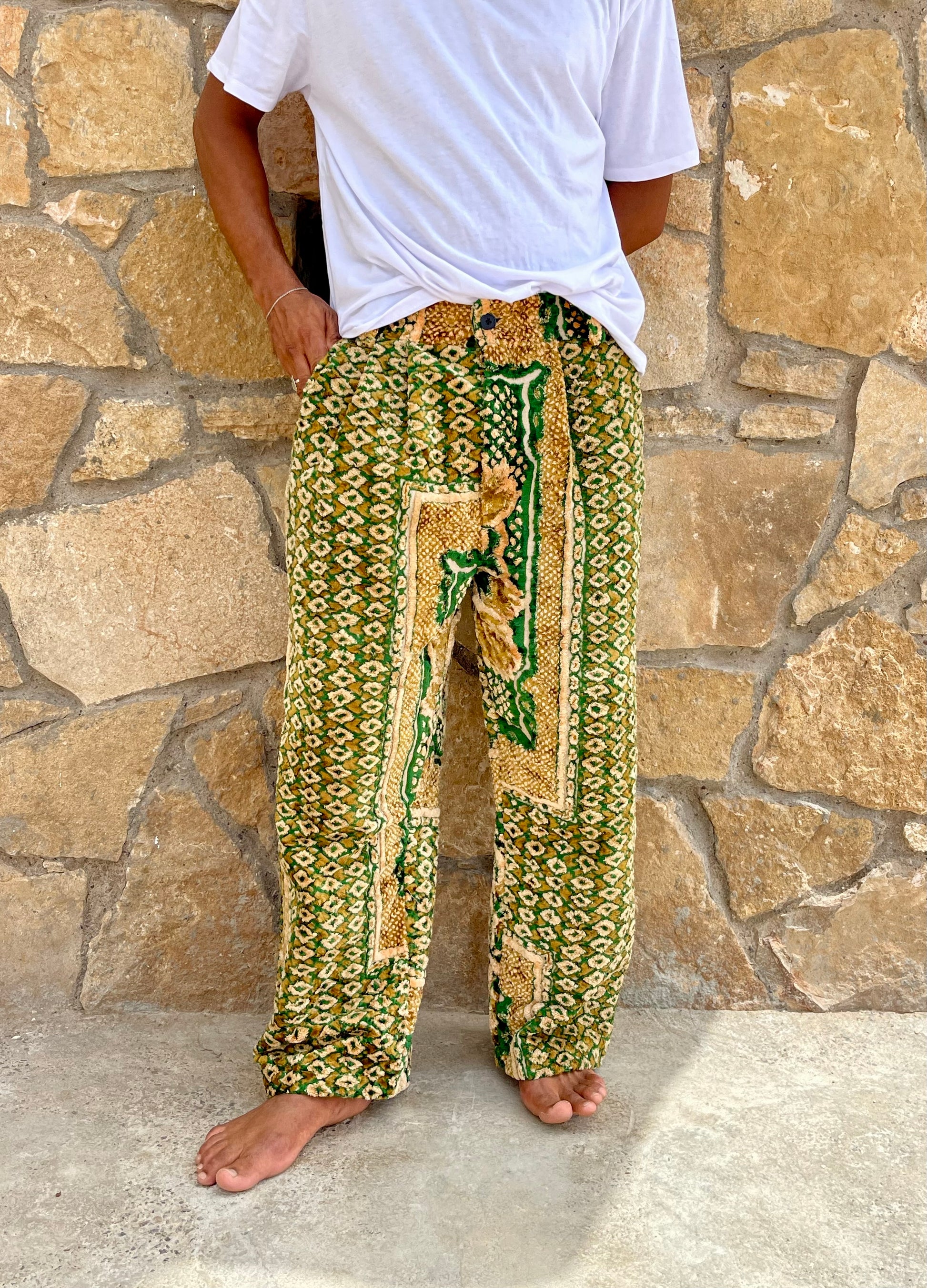 Anouris Original PANT with wide legs Green print “Carpet” UNISEX