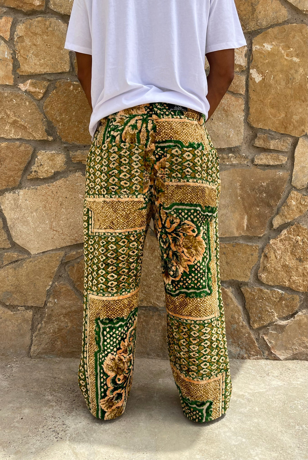 Anouris Original PANT with wide legs Green print “Carpet” UNISEX