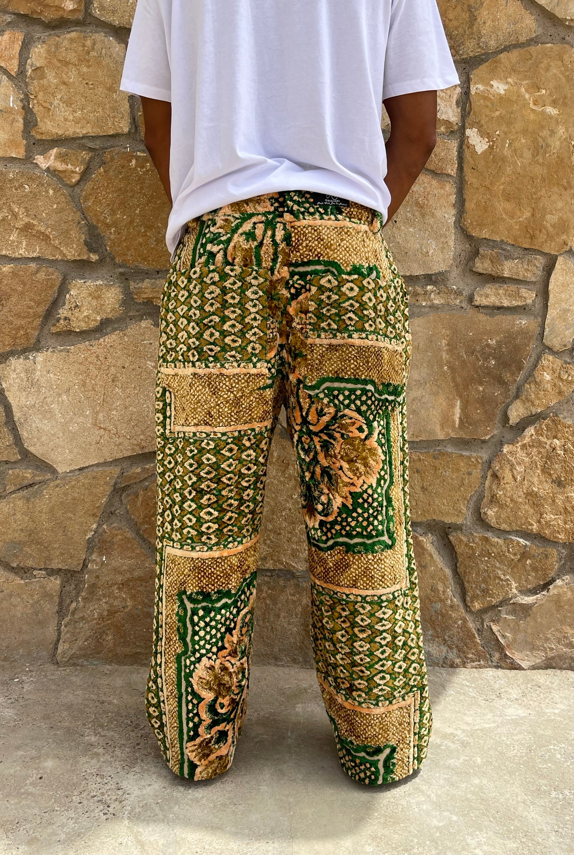 Anouris Original PANT with wide legs Green print “Carpet” UNISEX