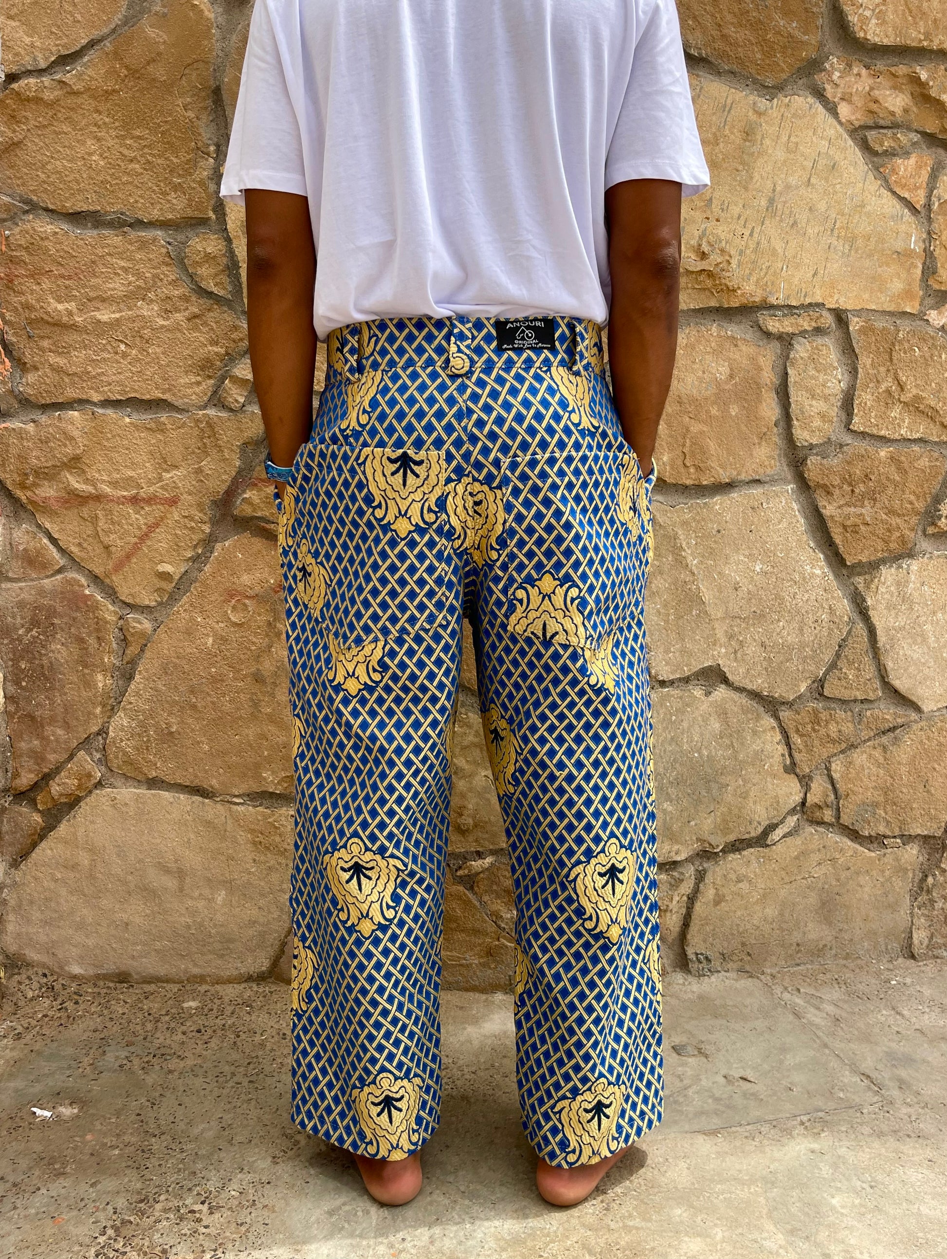 Anouris Original PANT with wide legs blue print “Carpet” UNISEX