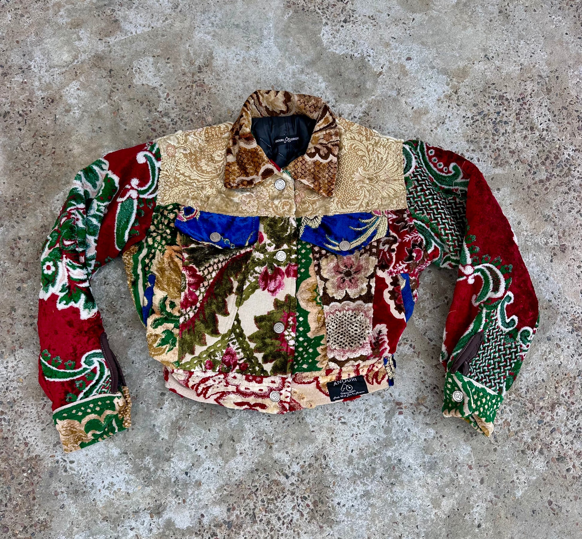 Moroccan hand made patchwork  with unique designs short carpet Jacket for female