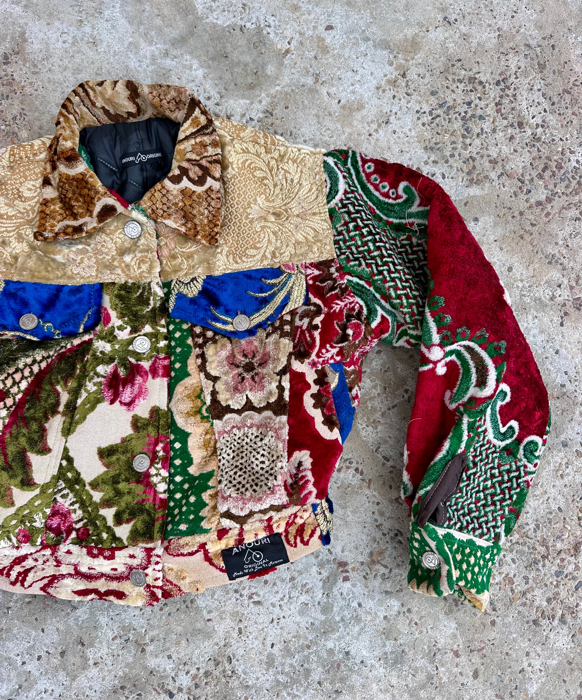 Moroccan hand made patchwork  with unique designs short carpet Jacket for female