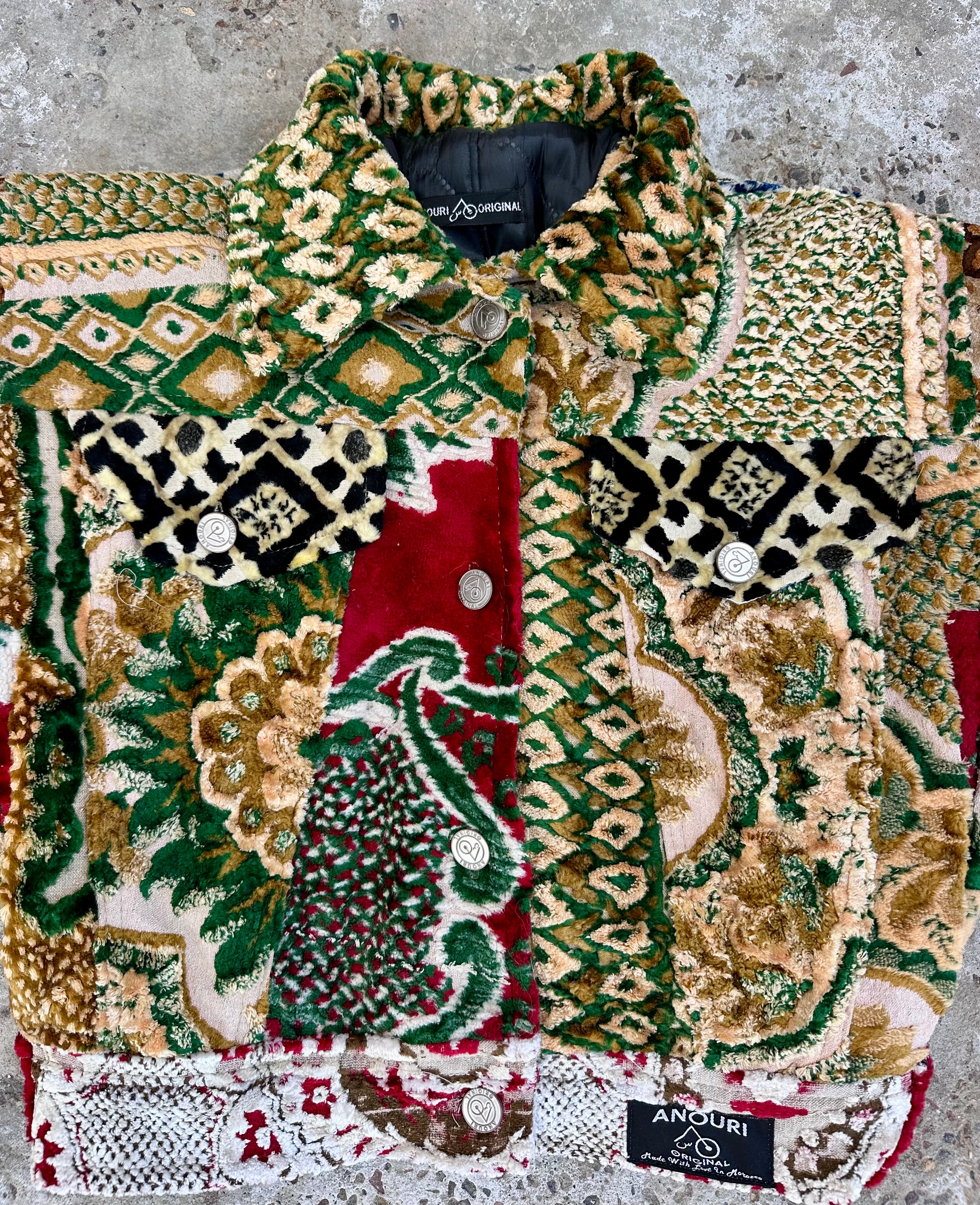Moroccan hand made patchwork 2  with unique designs short carpet Jacket for female