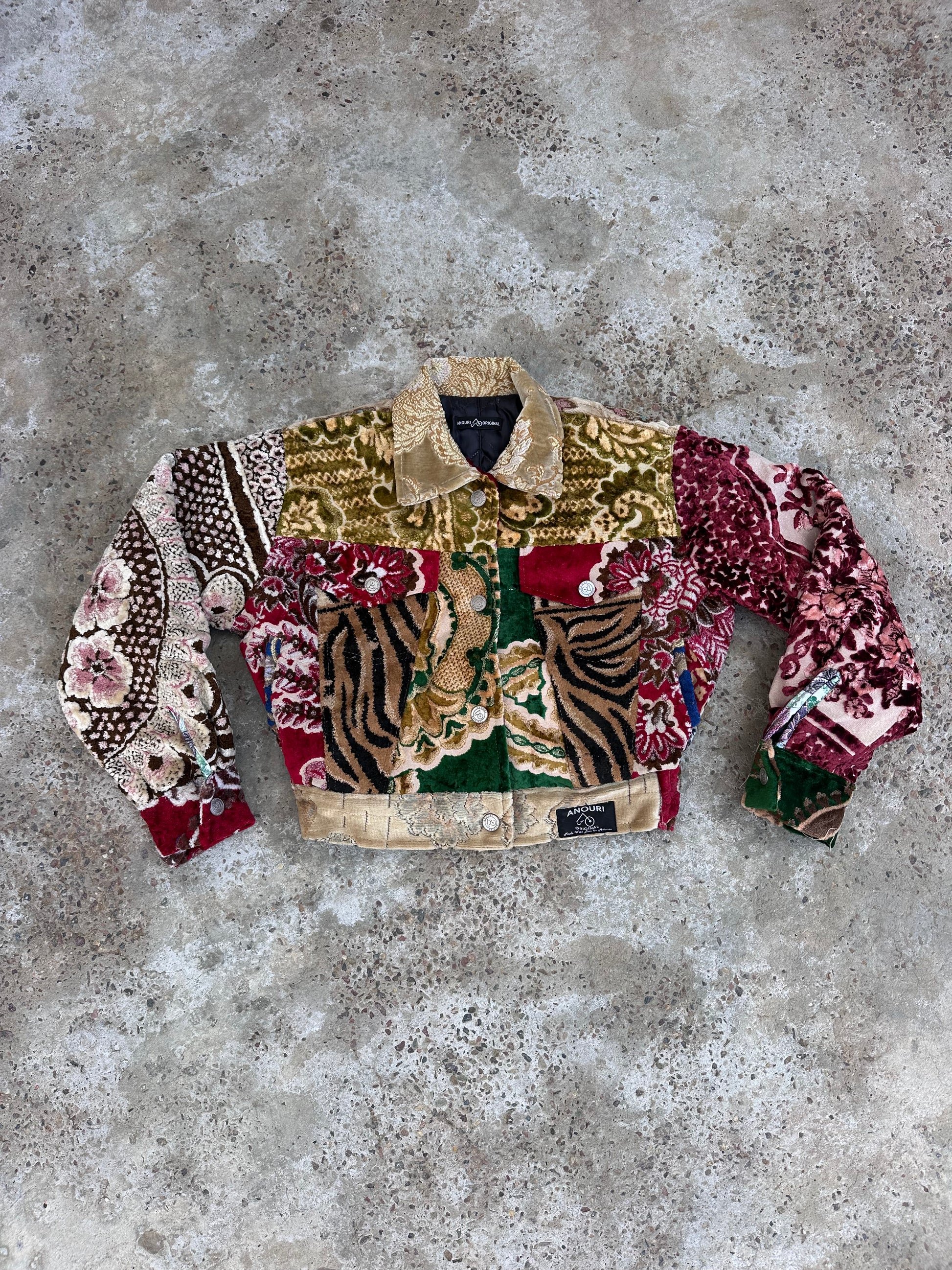 Moroccan hand made patchwork 3 with unique designs short carpet Jacket for female
