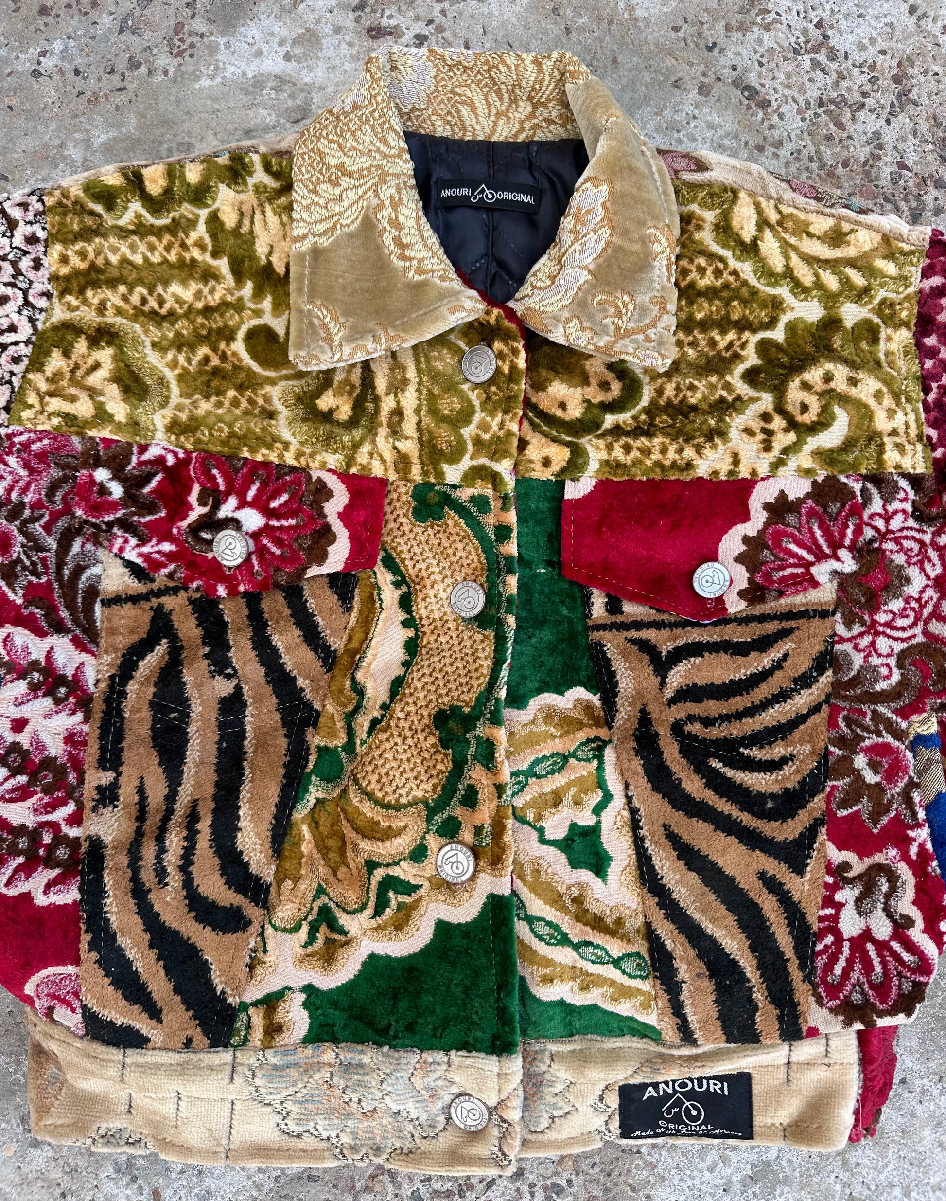 Moroccan hand made patchwork 3 with unique designs short carpet Jacket for female