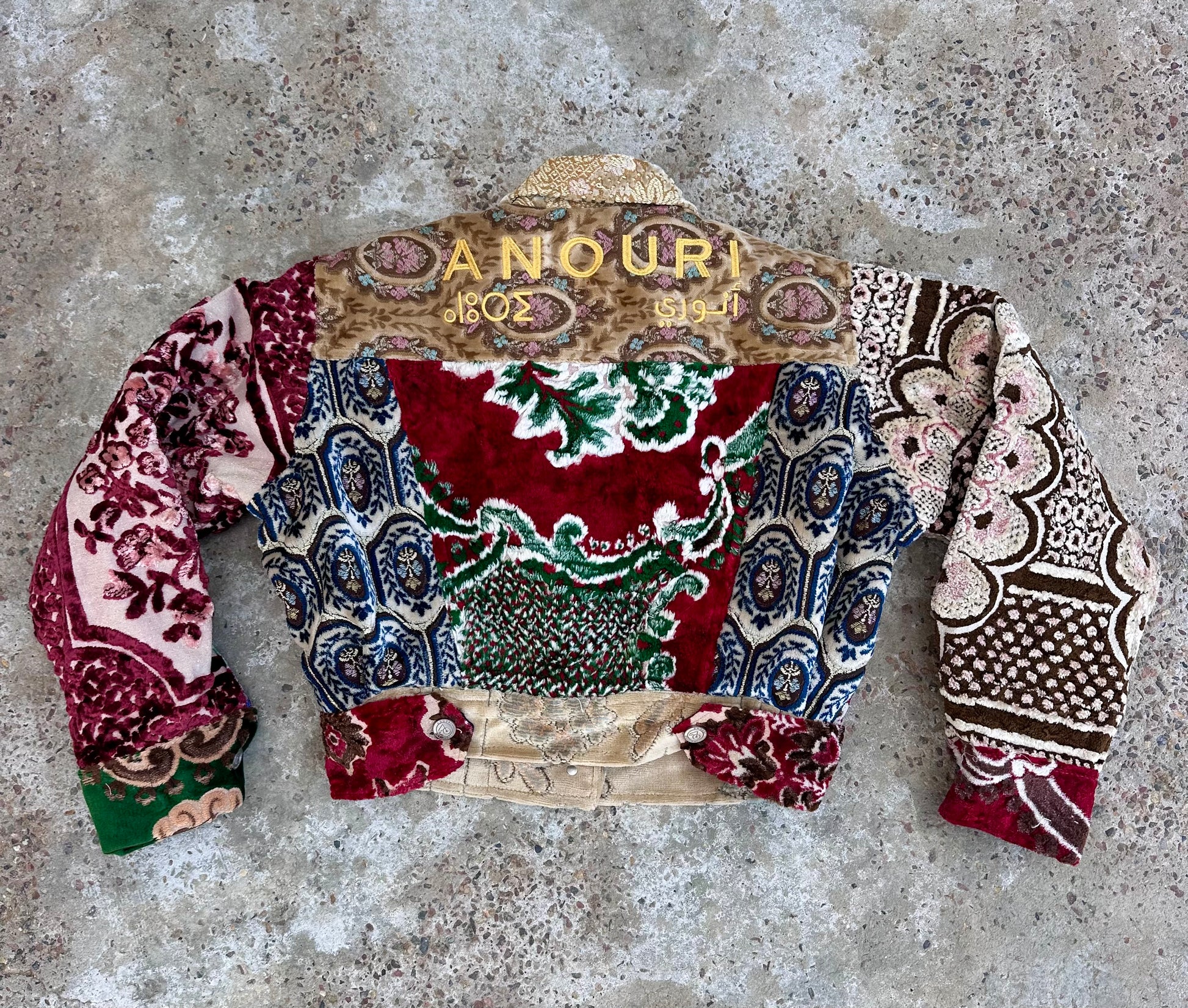 Moroccan hand made patchwork 3 with unique designs short carpet Jacket for female