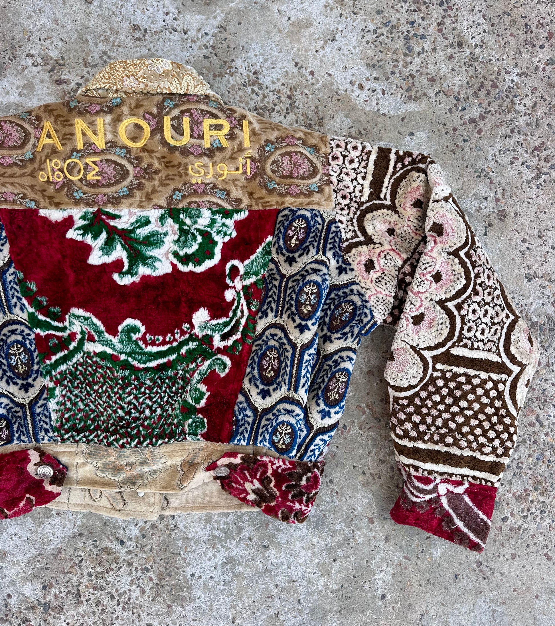Moroccan hand made patchwork 3 with unique designs short carpet Jacket for female