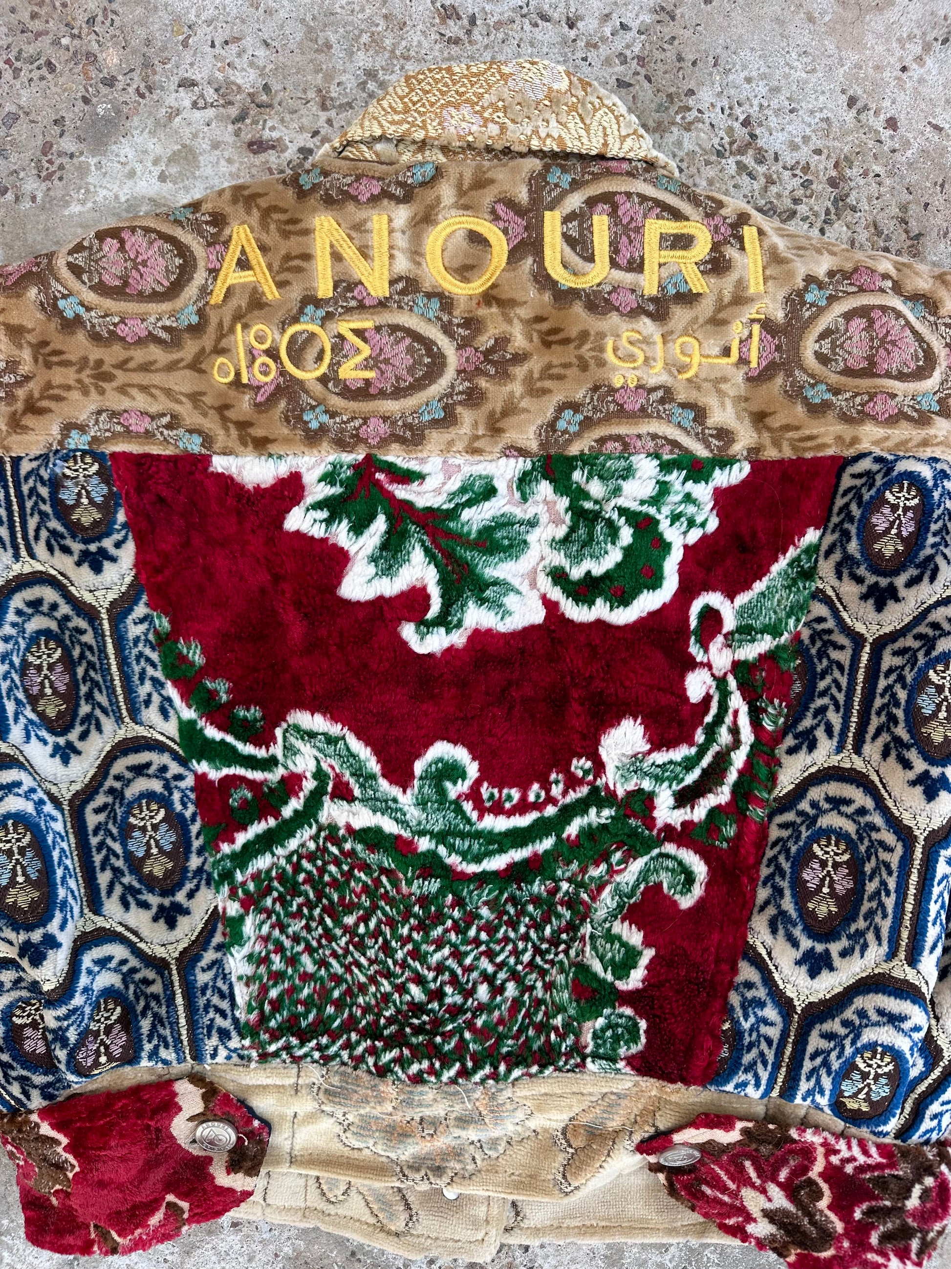 Moroccan hand made patchwork 3 with unique designs short carpet Jacket for female
