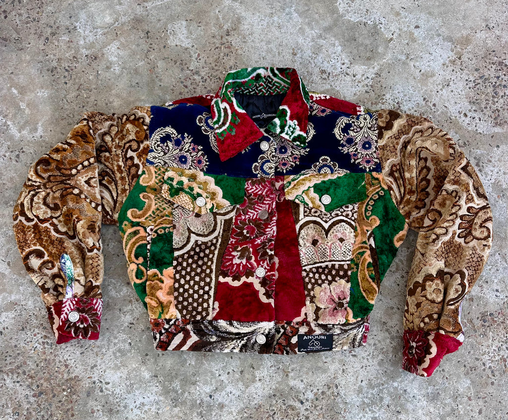 Moroccan hand made patchwork 4 with unique designs short carpet Jacket for female