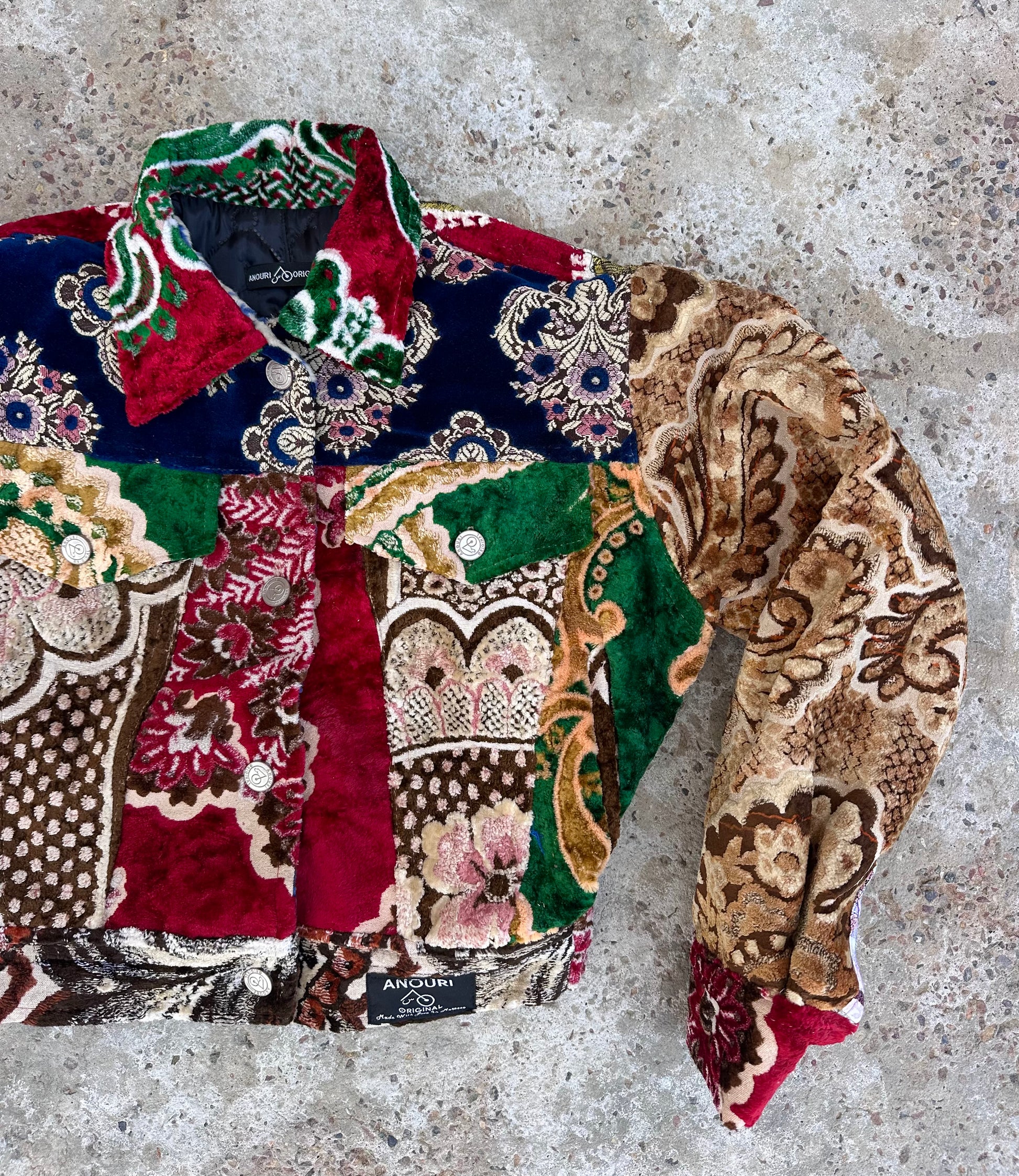 Moroccan hand made patchwork 4 with unique designs short carpet Jacket for female