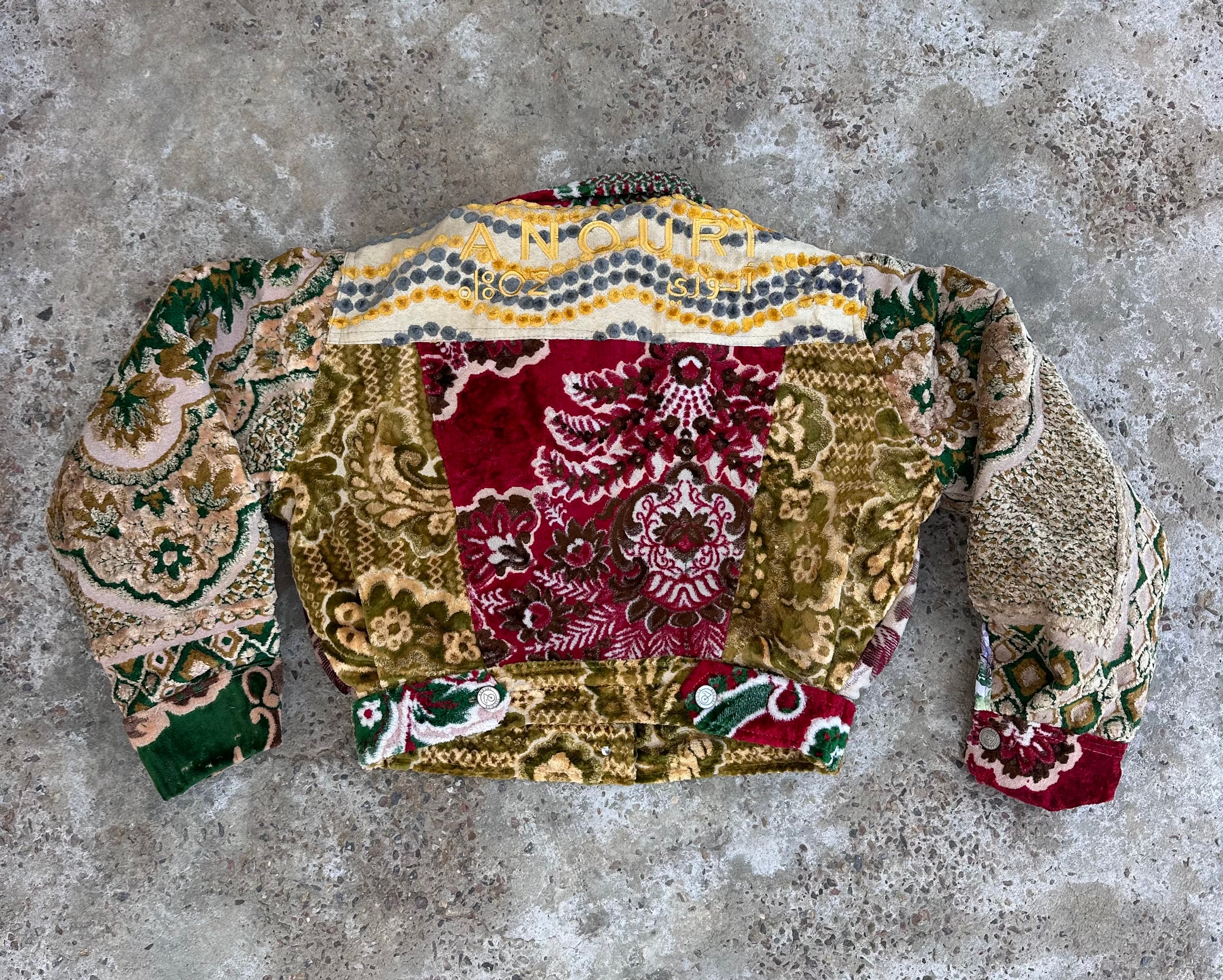 Moroccan hand made patchwork 5 with unique designs short carpet Jacket for female