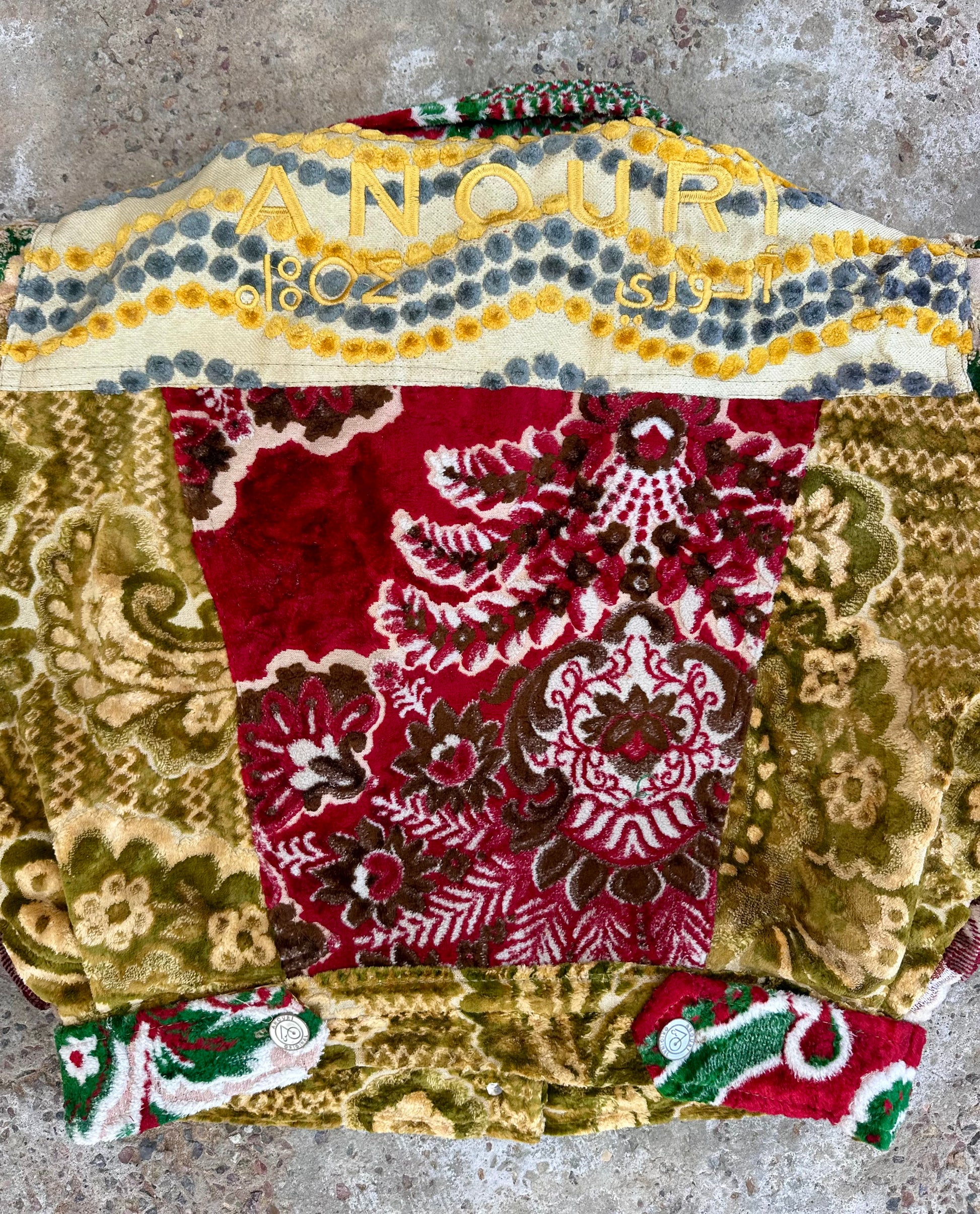 Moroccan hand made patchwork 5 with unique designs short carpet Jacket for female