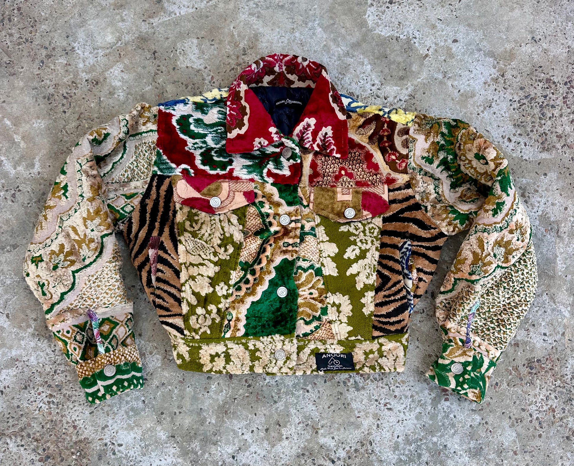 Moroccan hand made patchwork 6 with unique designs short carpet Jacket for female