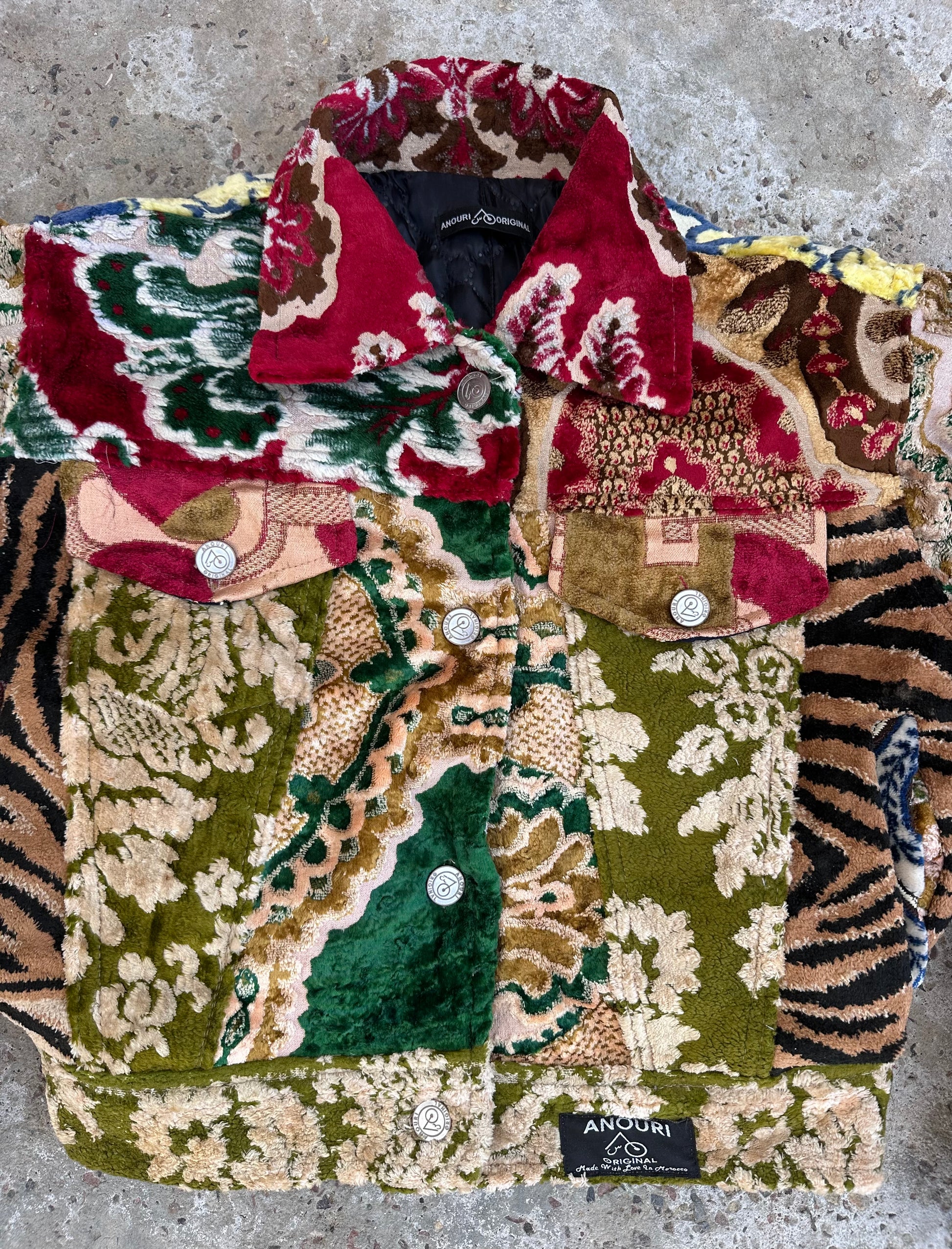 Moroccan hand made patchwork 6 with unique designs short carpet Jacket for female
