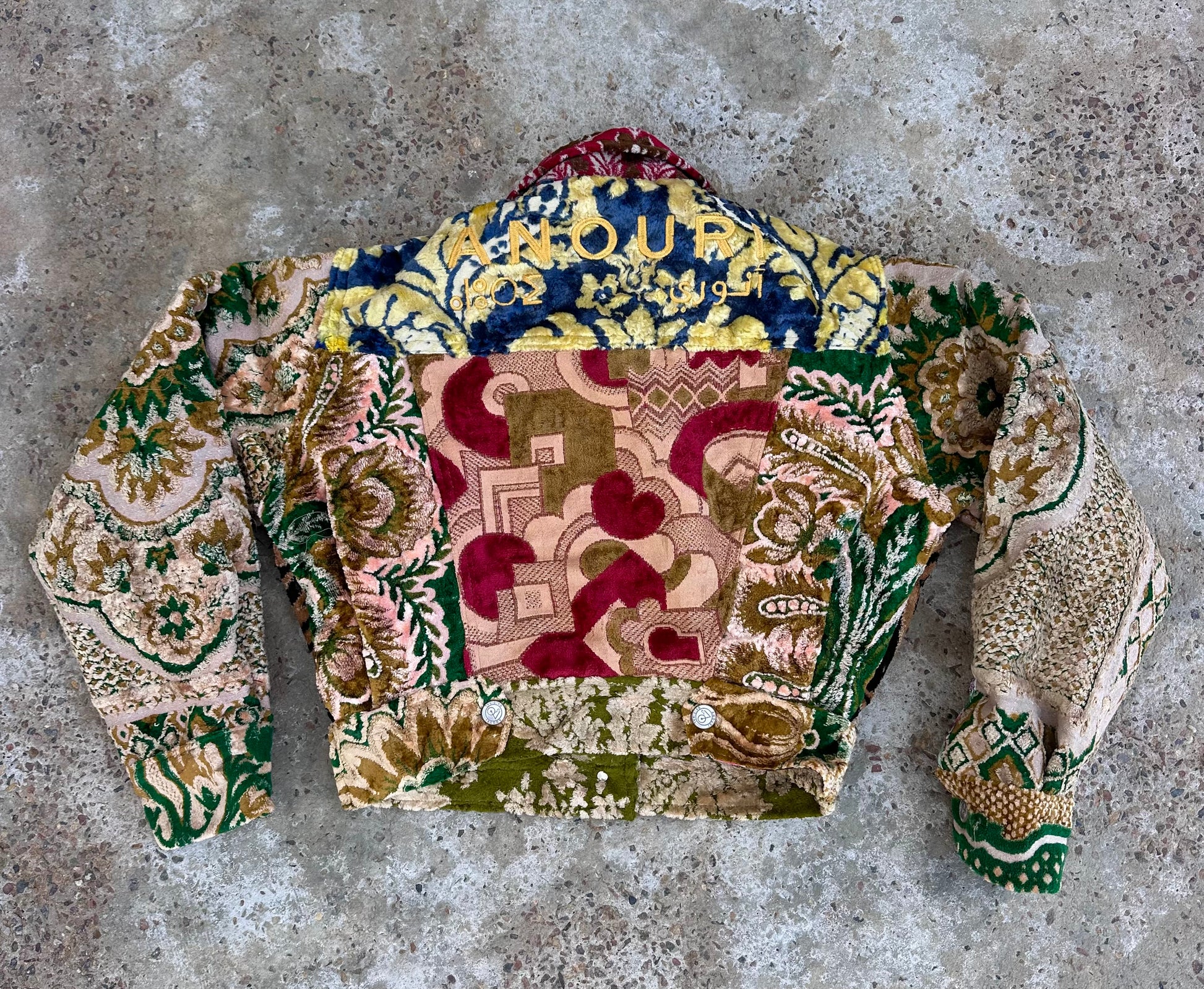 Moroccan hand made patchwork 6 with unique designs short carpet Jacket for female