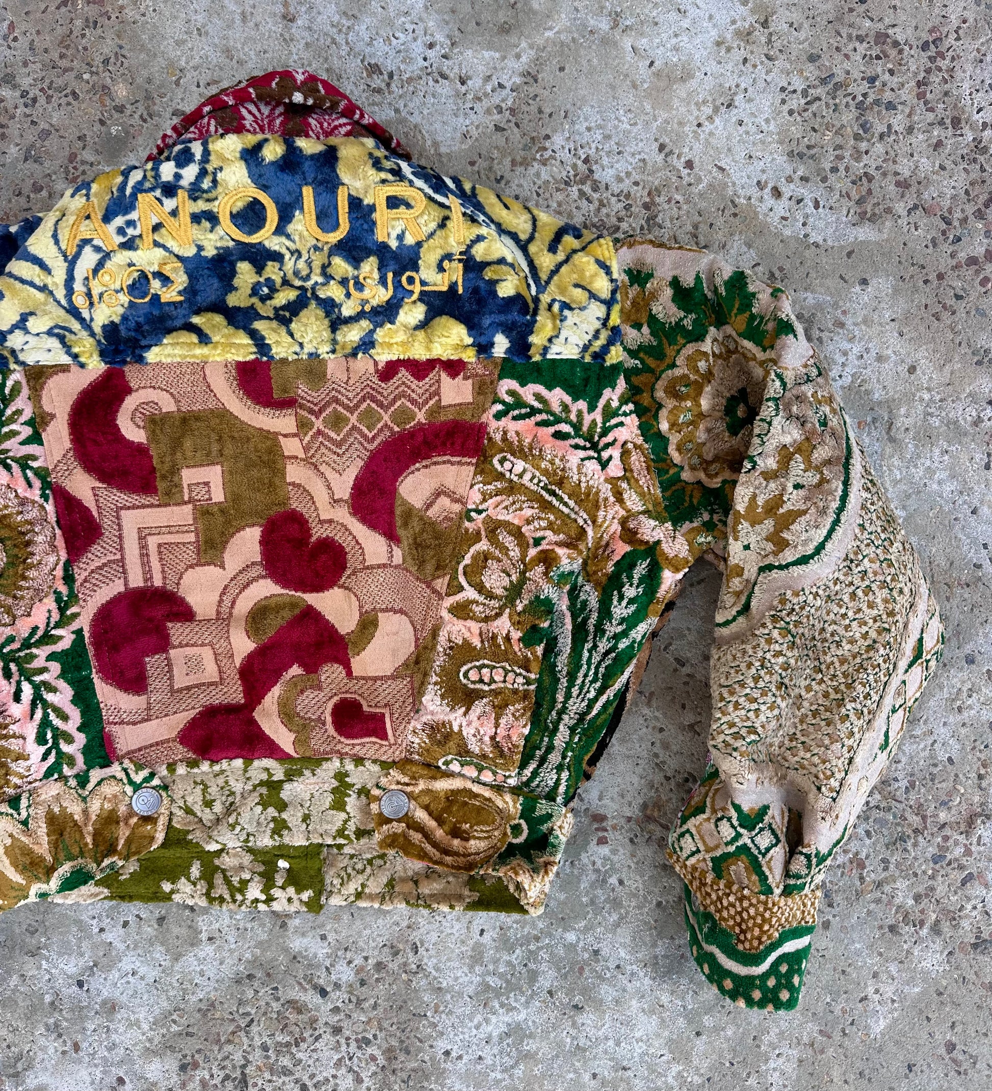 Moroccan hand made patchwork 6 with unique designs short carpet Jacket for female