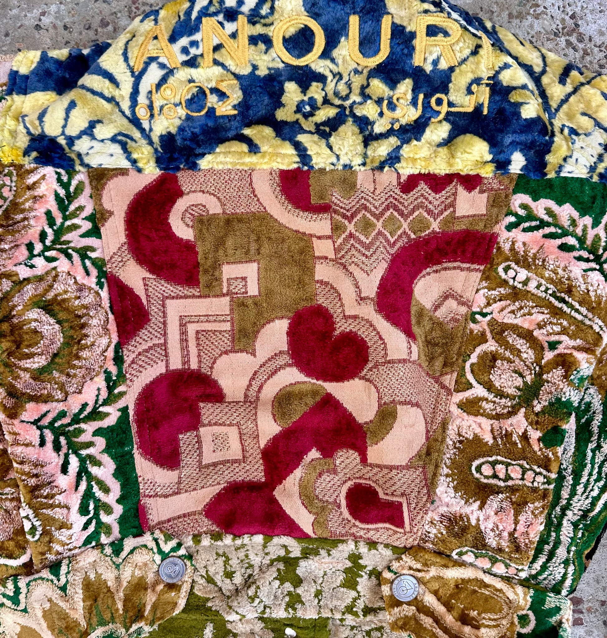 Moroccan hand made patchwork 6 with unique designs short carpet Jacket for female