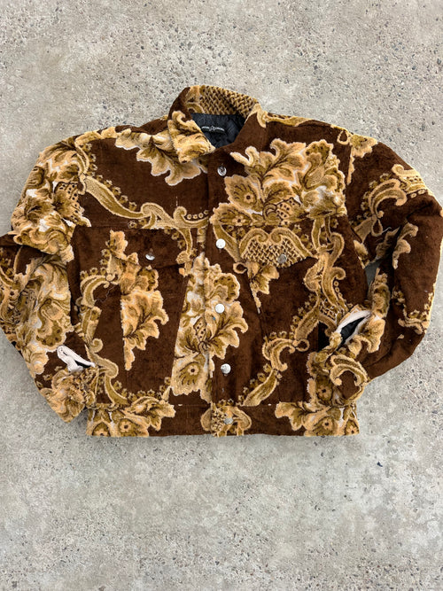Moroccan hand made brown and yellow carpet Jacket UNISEX