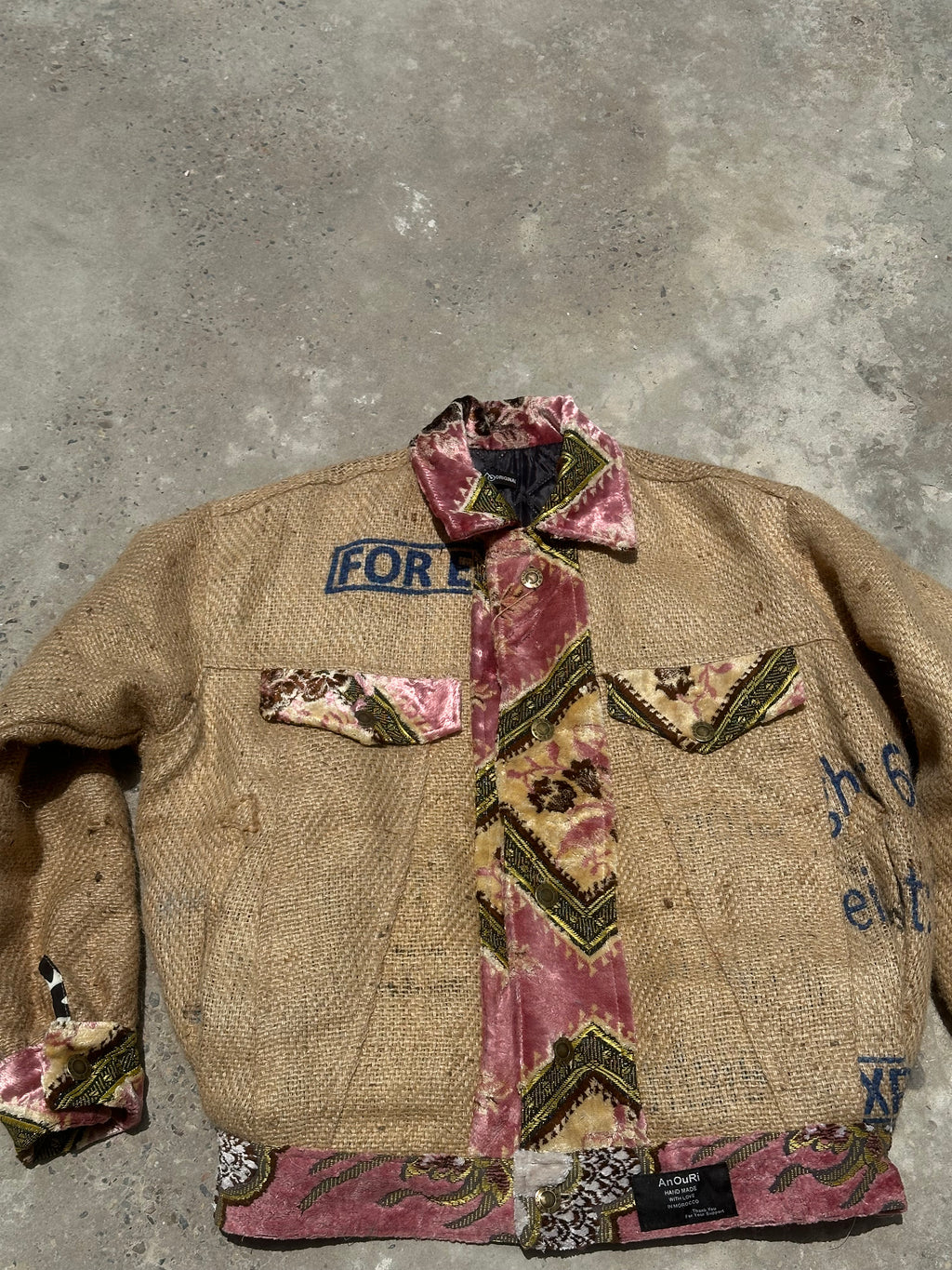 Moroccan hand made Pink burlap Jacket UNISEX