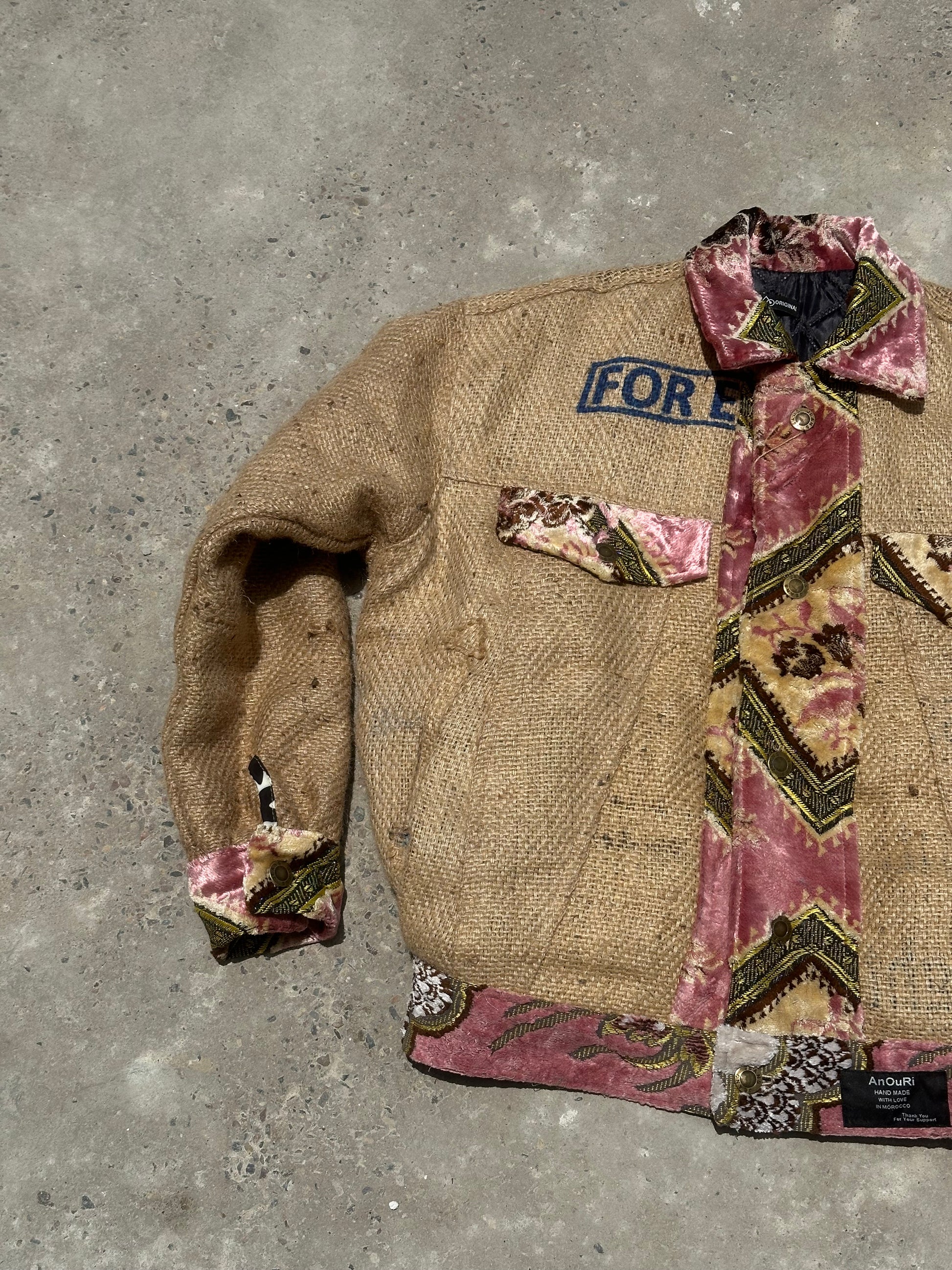 Moroccan hand made Pink burlap Jacket UNISEX