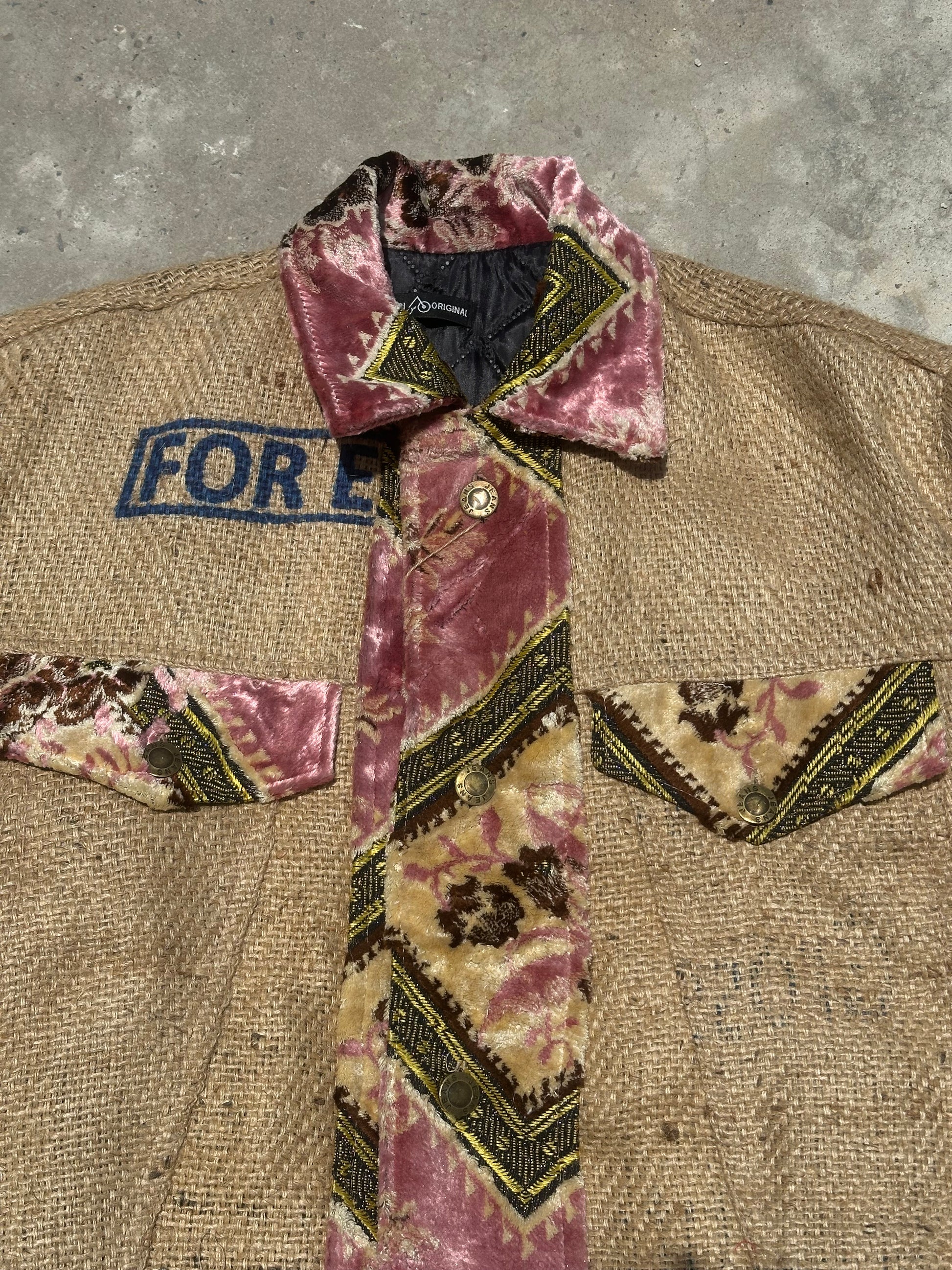 Moroccan hand made Pink burlap Jacket UNISEX