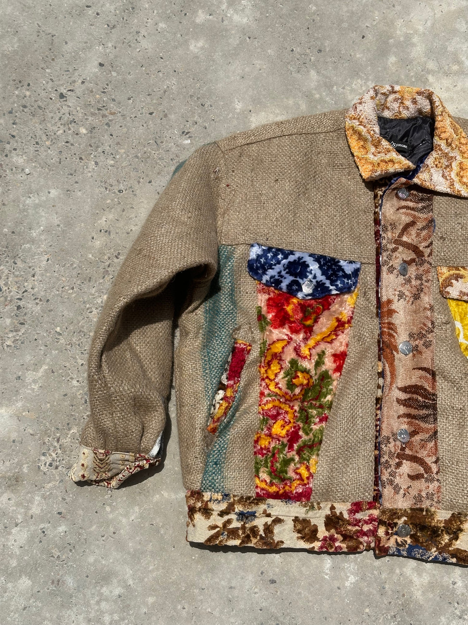 Moroccan hand made patchwork burlap Jacket UNISEX