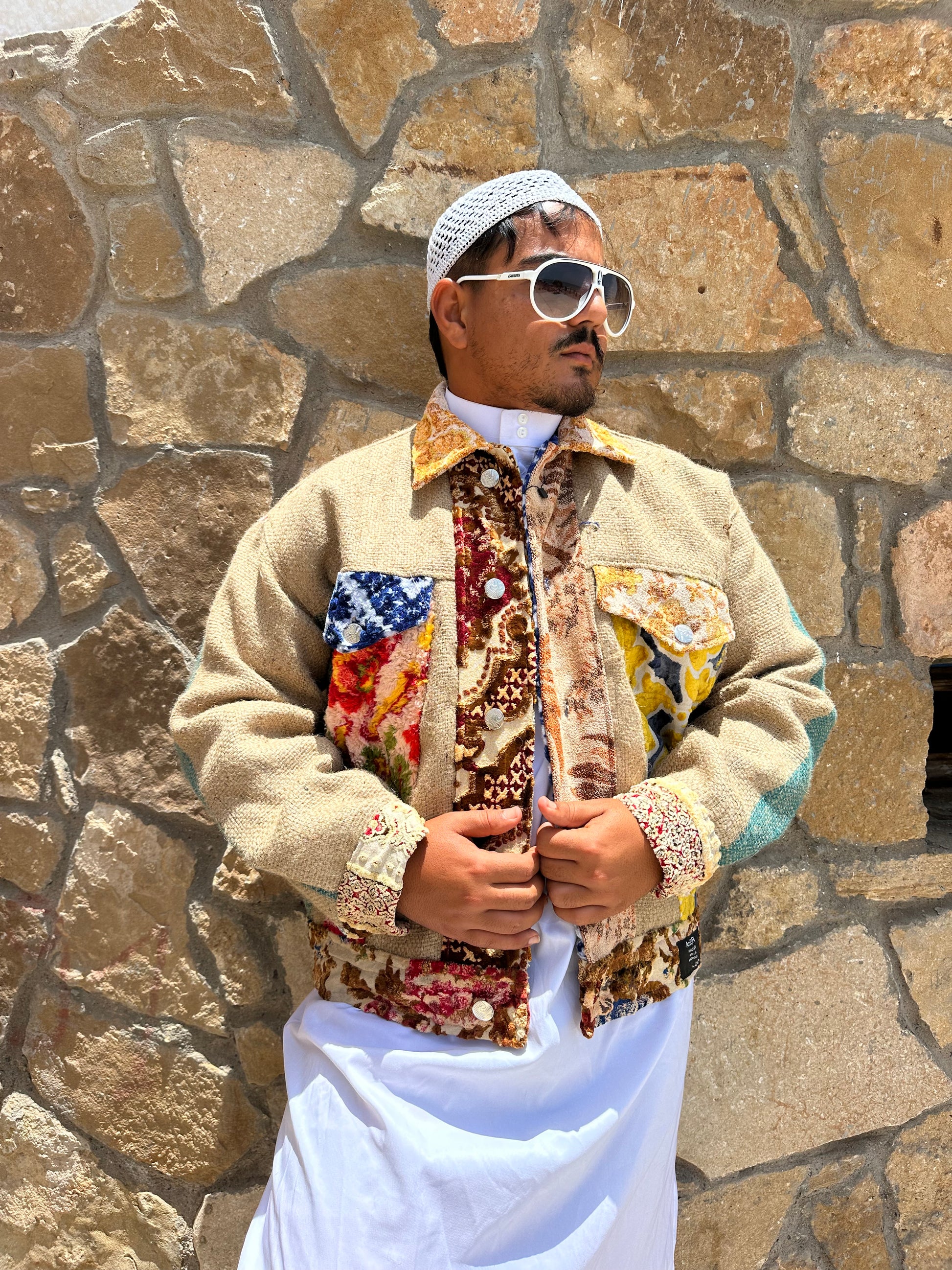 Moroccan hand made patchwork burlap Jacket UNISEX