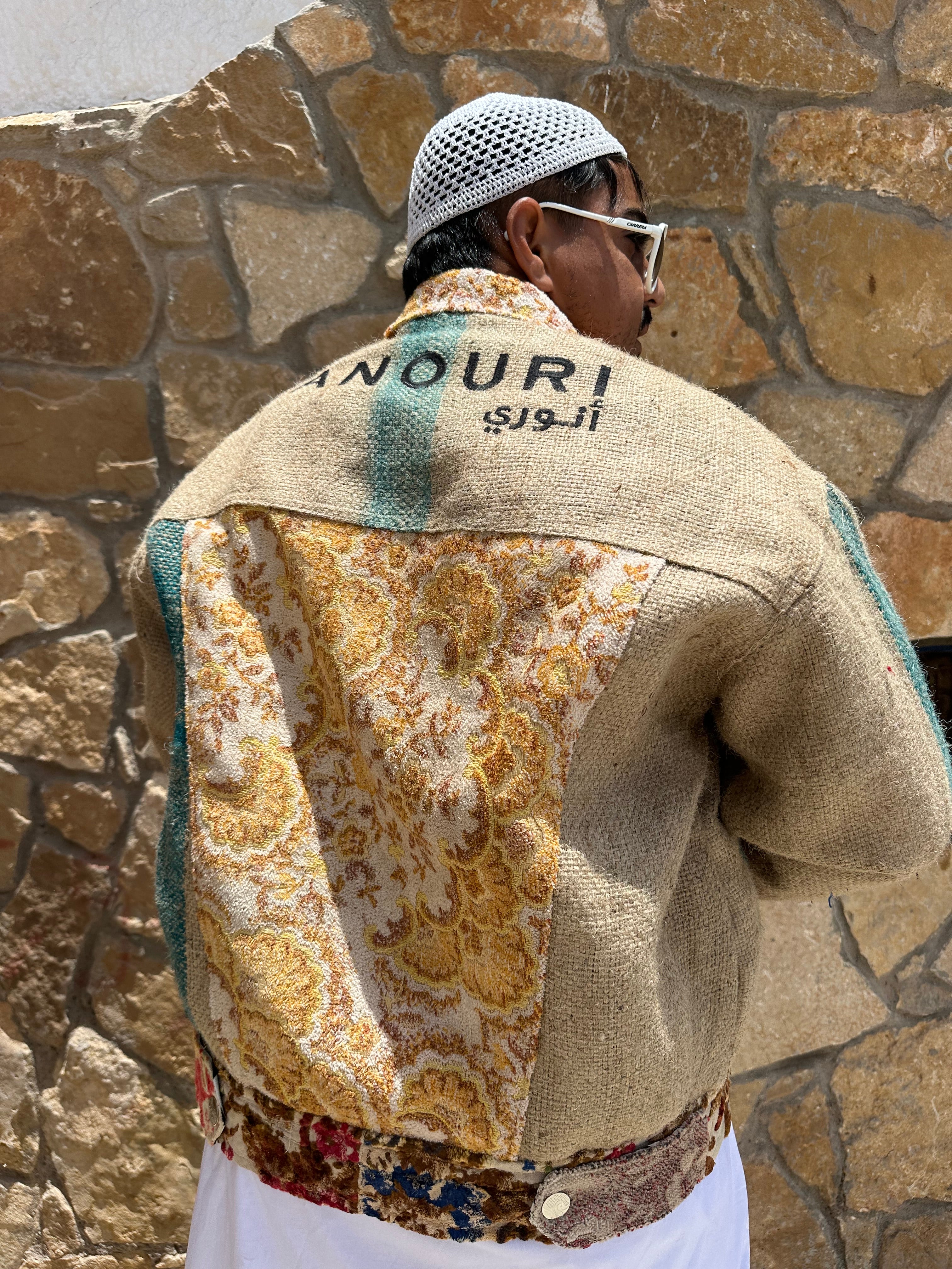 Moroccan hand made patchwork burlap Jacket UNISEX