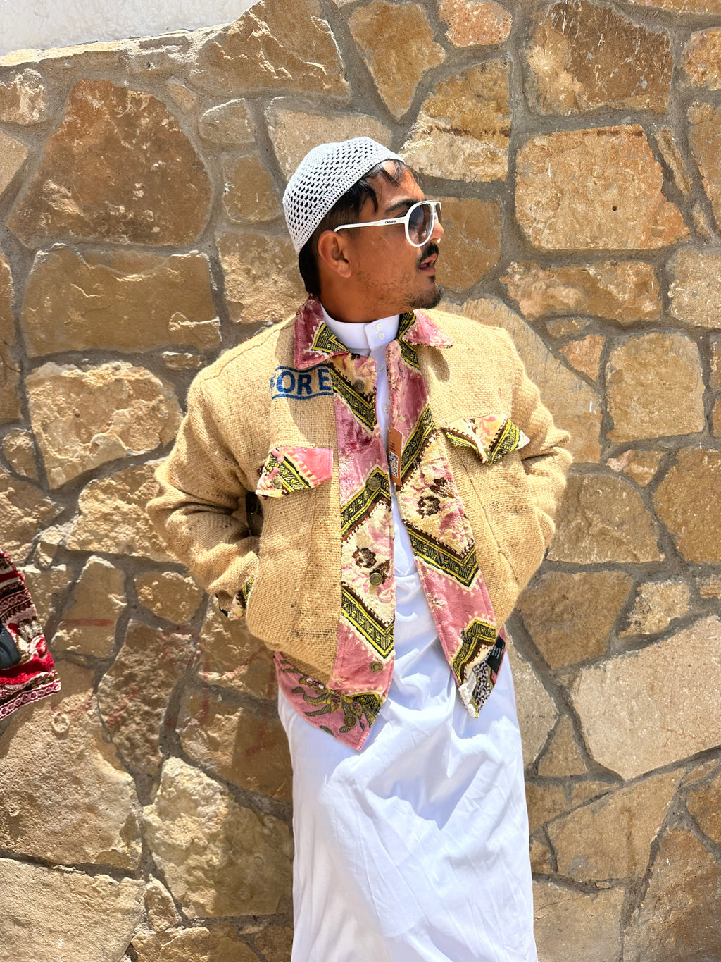 Moroccan hand made Pink burlap Jacket UNISEX