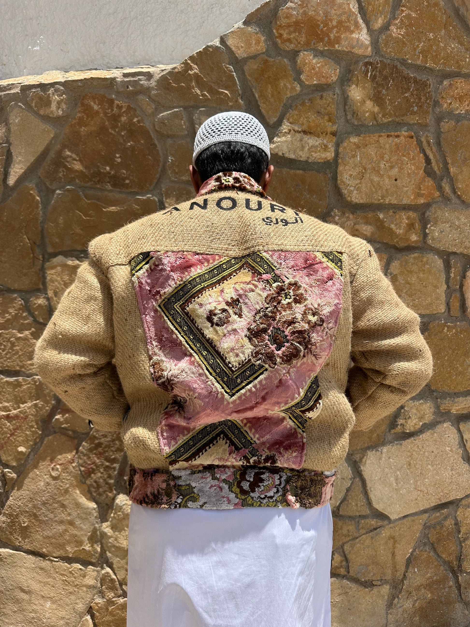 Moroccan hand made Pink burlap Jacket UNISEX