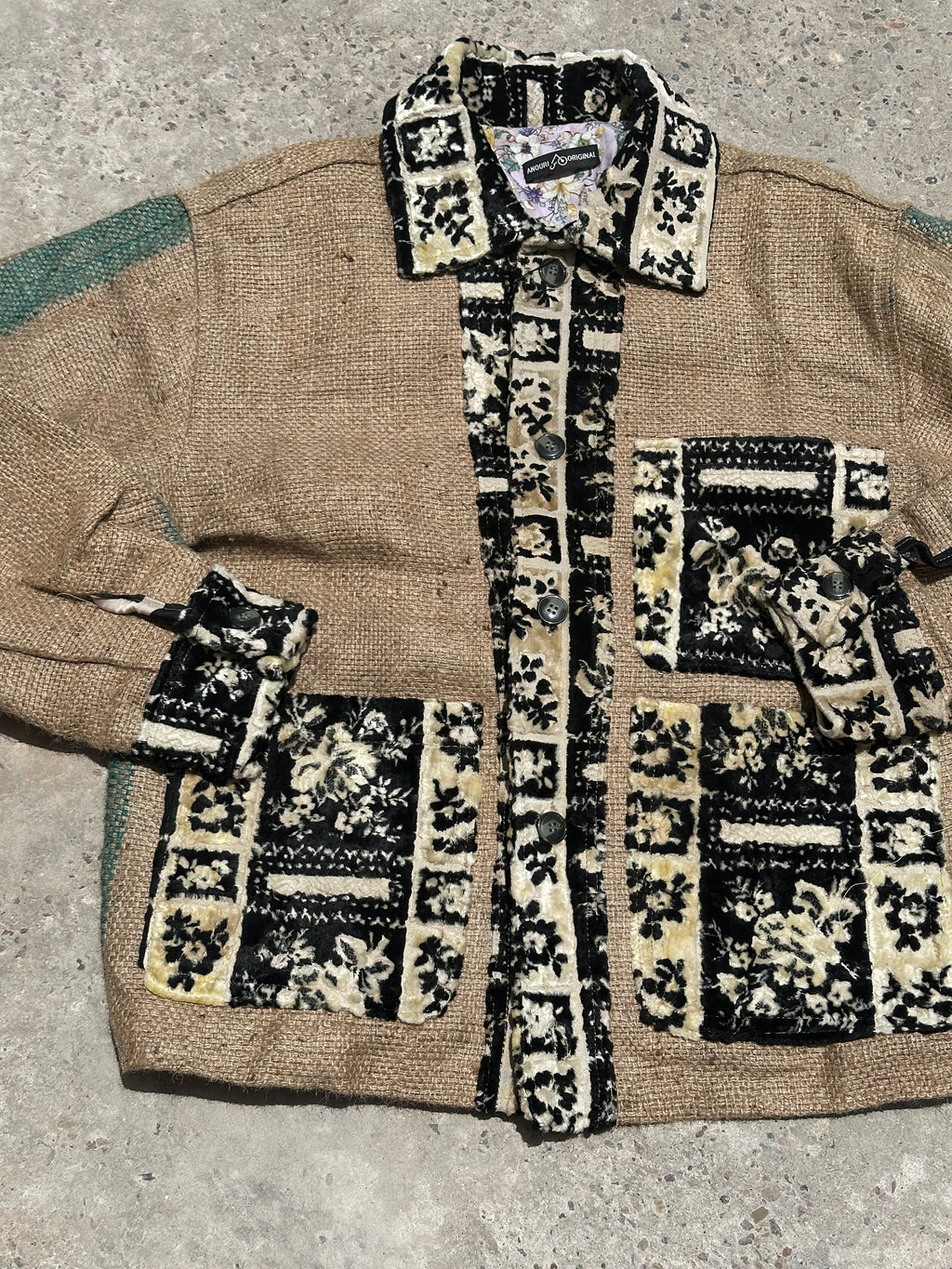 Moroccan hand made gold burlap Jacket UNISEX