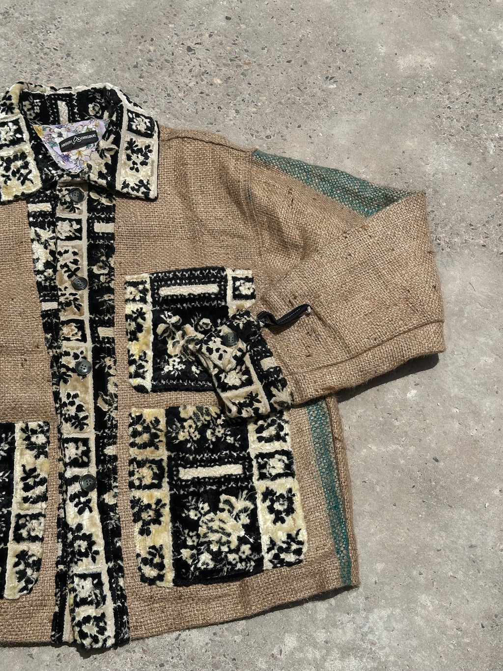 Moroccan hand made gold burlap Jacket UNISEX
