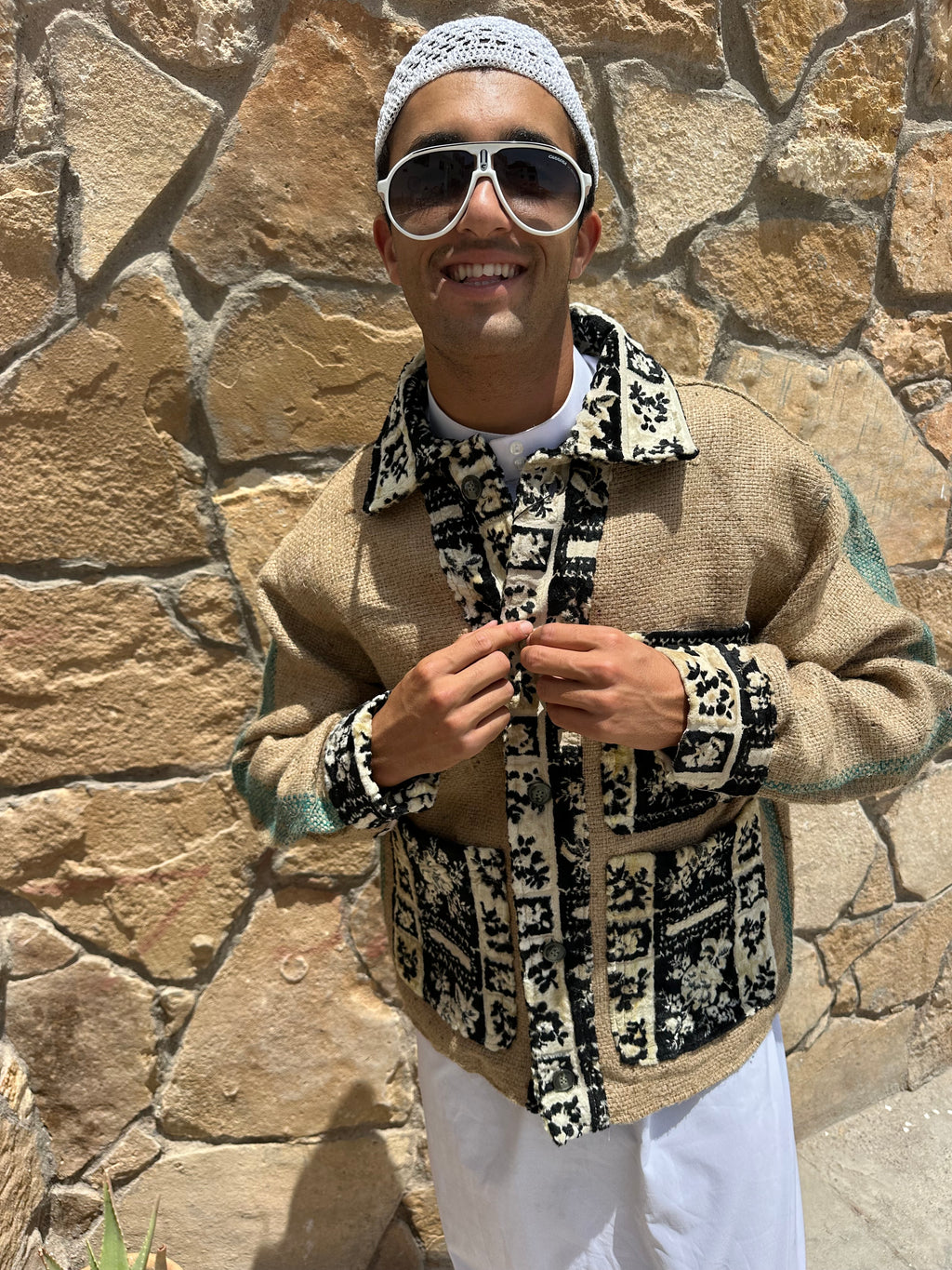 Moroccan hand made gold burlap Jacket UNISEX
