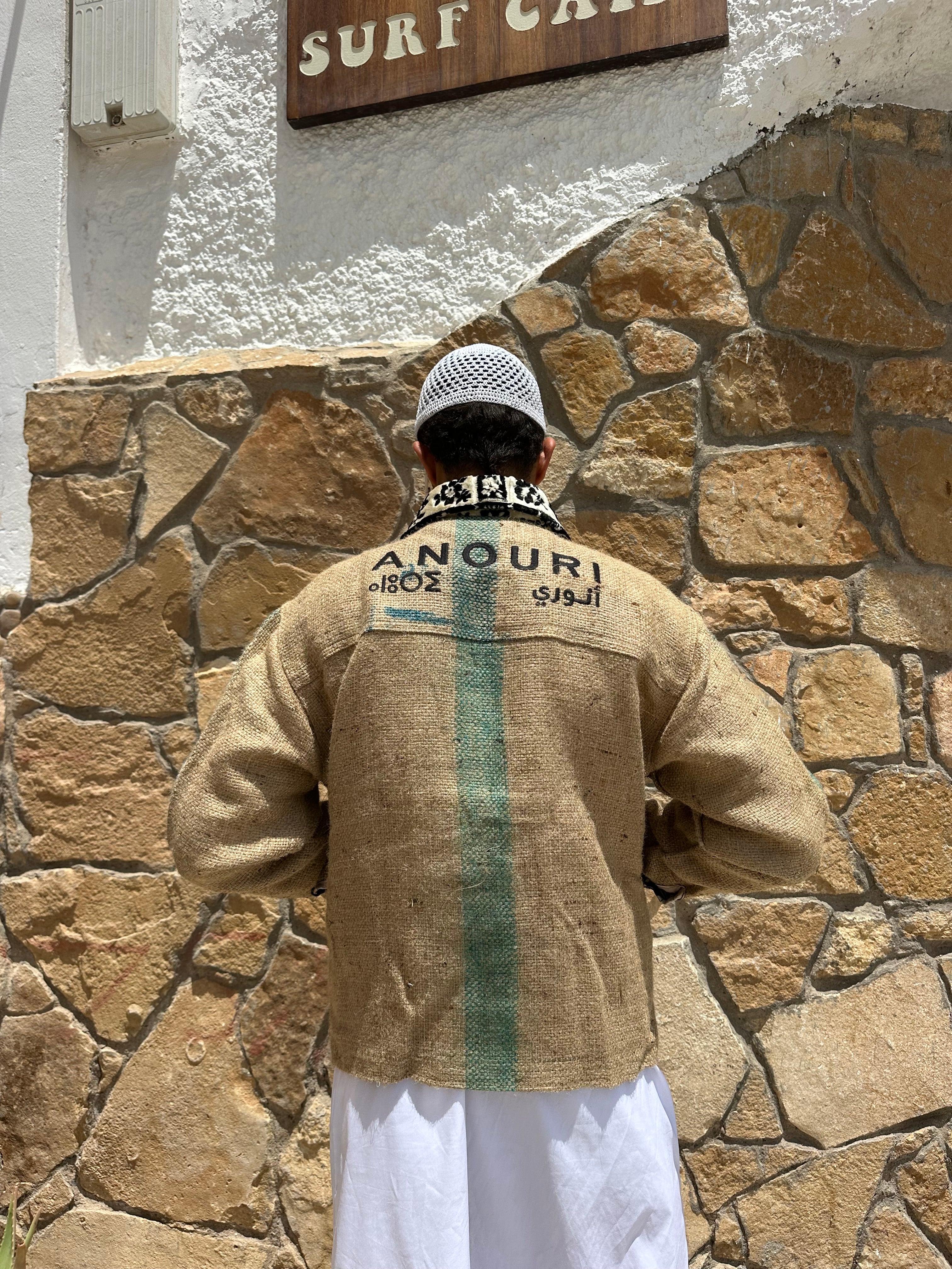 Moroccan hand made gold burlap Jacket UNISEX