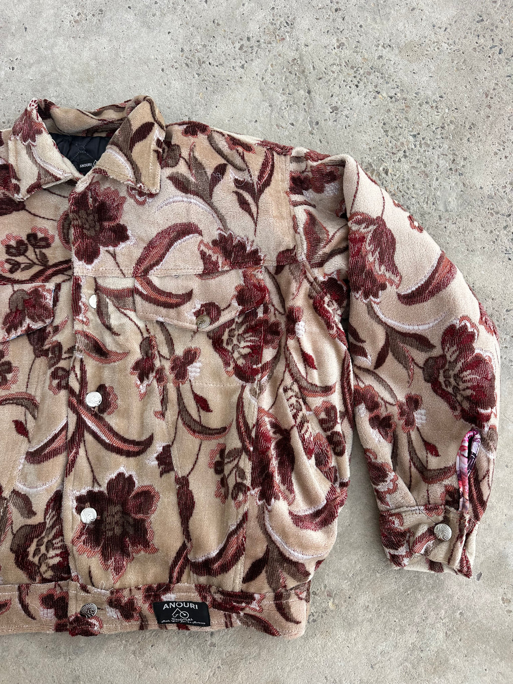 Moroccan hand made light Khaki and pink with unique design carpet Jacket UNISEX
