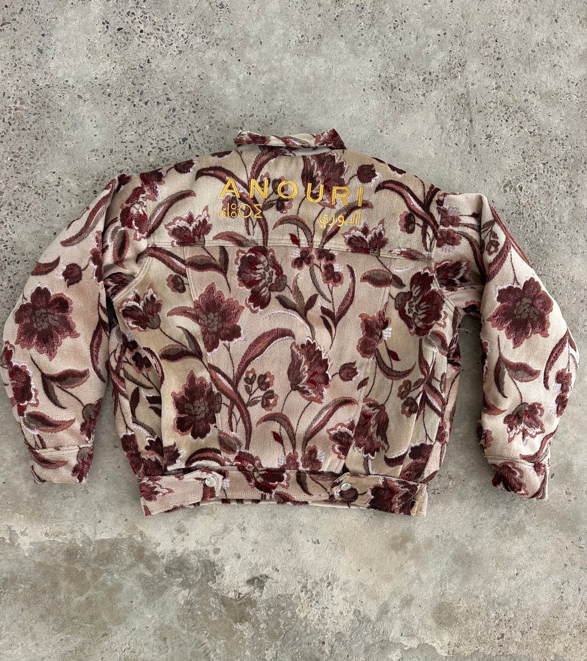Moroccan hand made light Khaki and pink with unique design carpet Jacket UNISEX