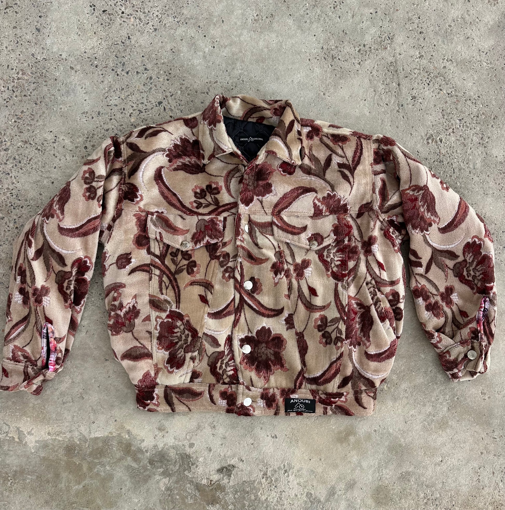 Moroccan hand made light Khaki and pink with unique design carpet Jacket UNISEX