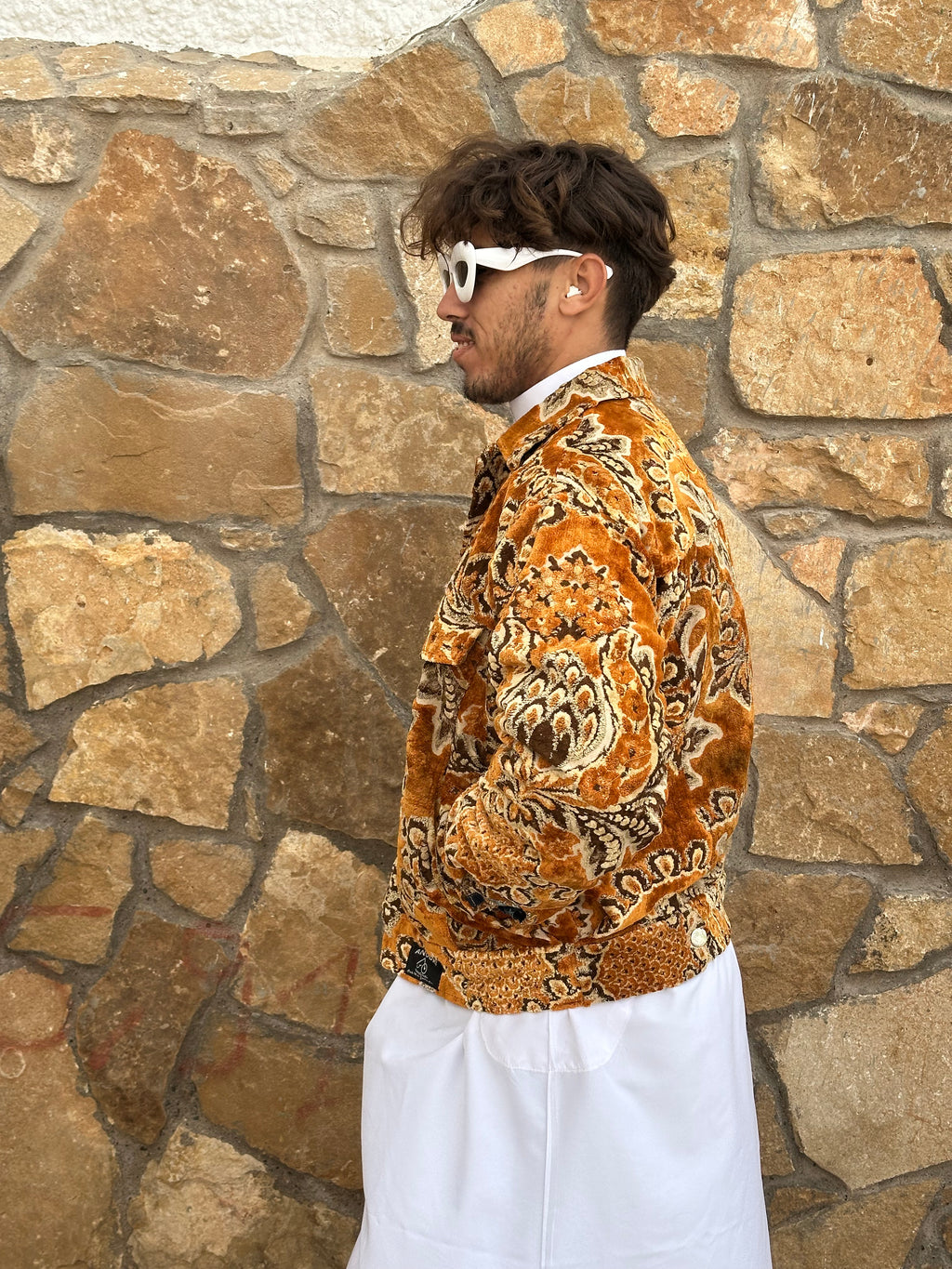 Moroccan hand made Orange carpet Jacket UNISEX