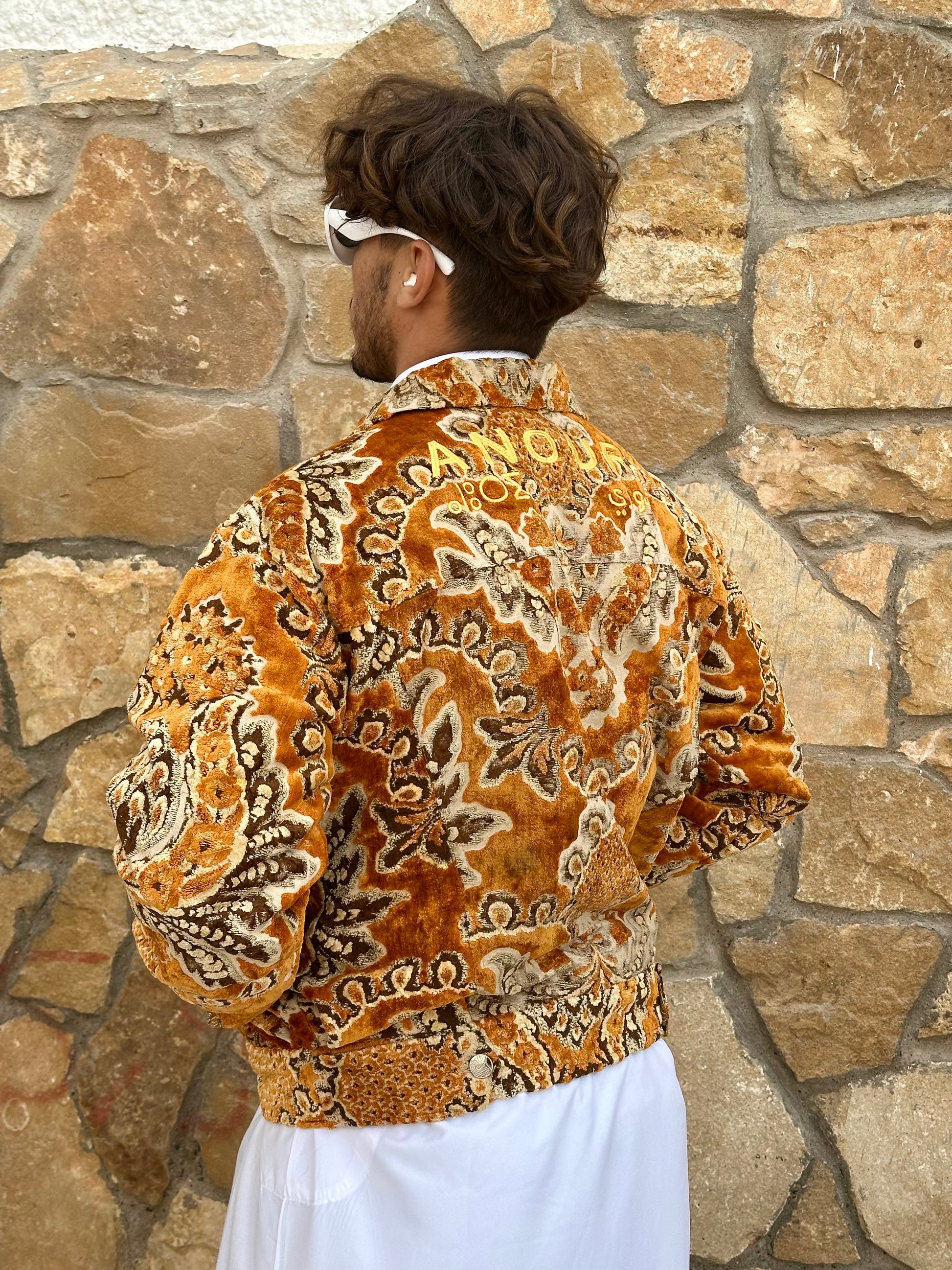 Moroccan hand made Orange carpet Jacket UNISEX