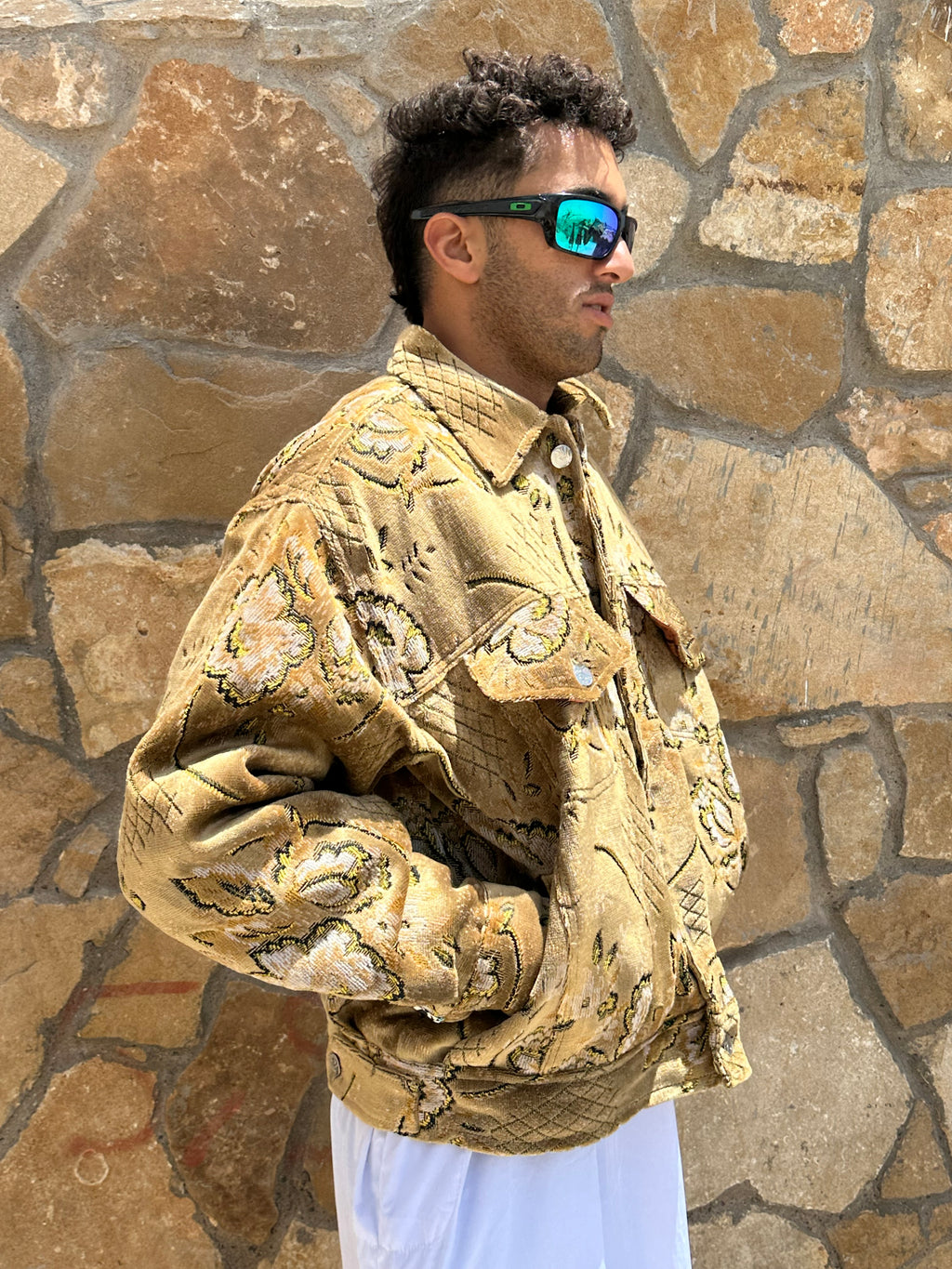 Moroccan hand made Yellow with unique design carpet Jacket UNISEX