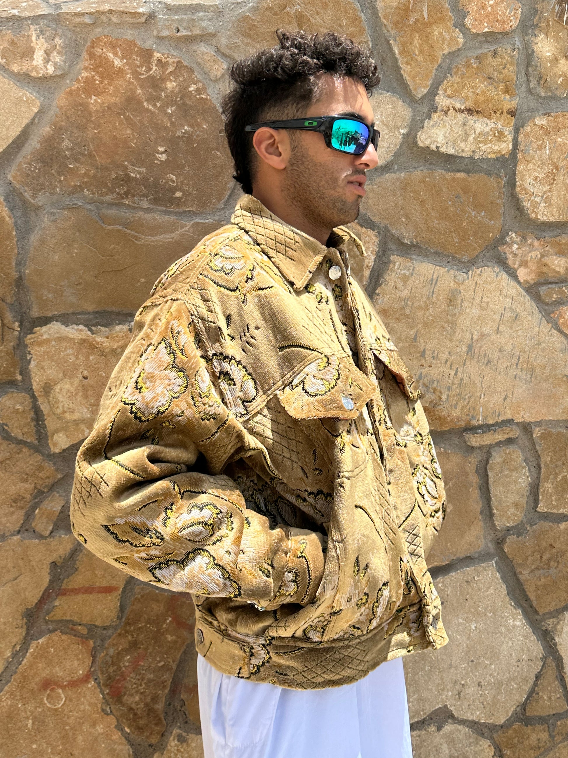 Moroccan hand made Yellow with unique design carpet Jacket UNISEX