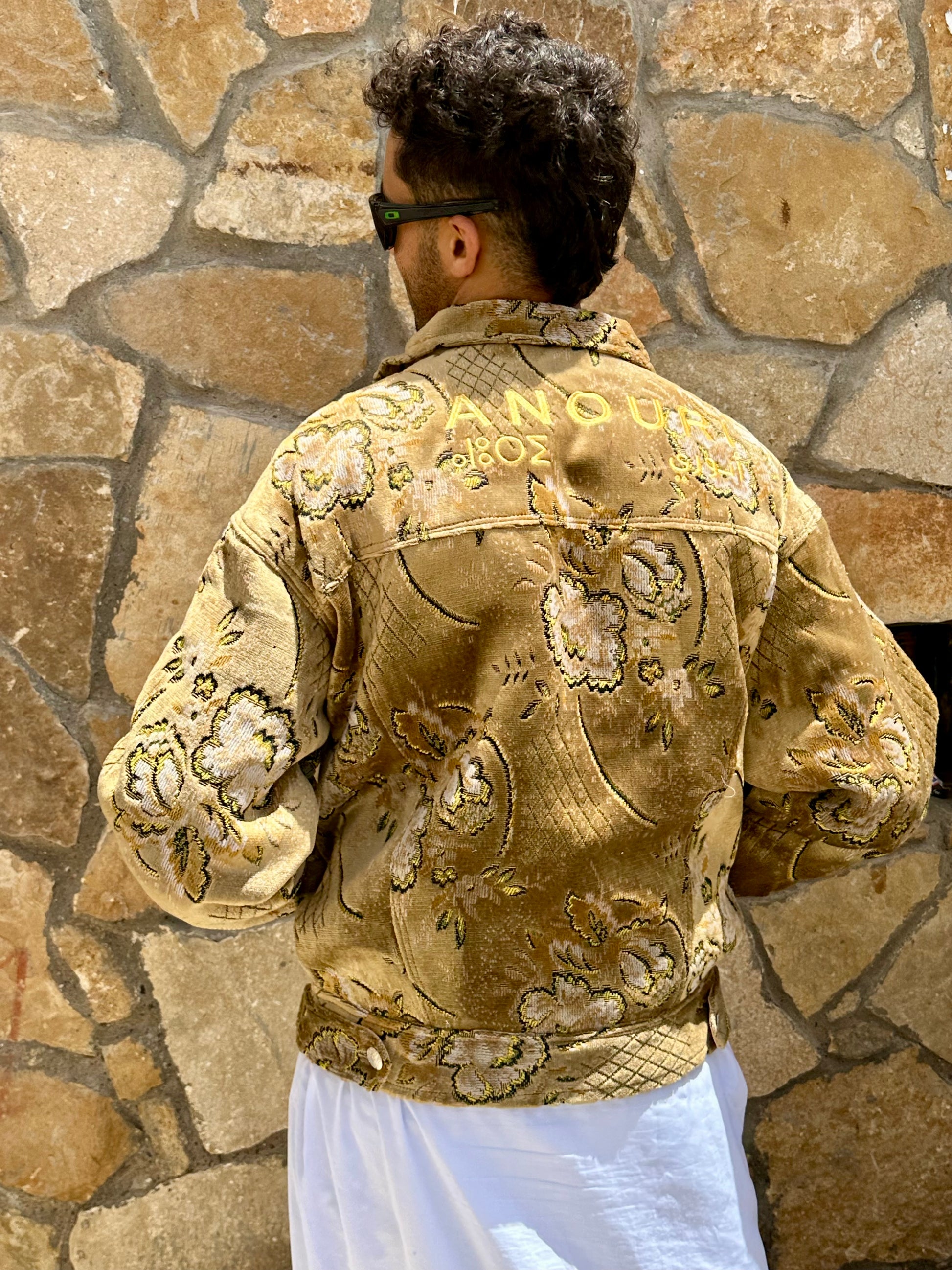 Moroccan hand made Yellow with unique design carpet Jacket UNISEX