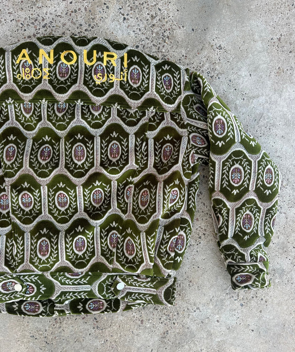 Moroccan hand made light Green  with unique design carpet Jacket UNISEX