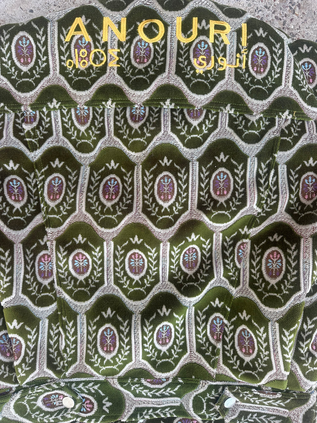 Moroccan hand made light Green  with unique design carpet Jacket UNISEX