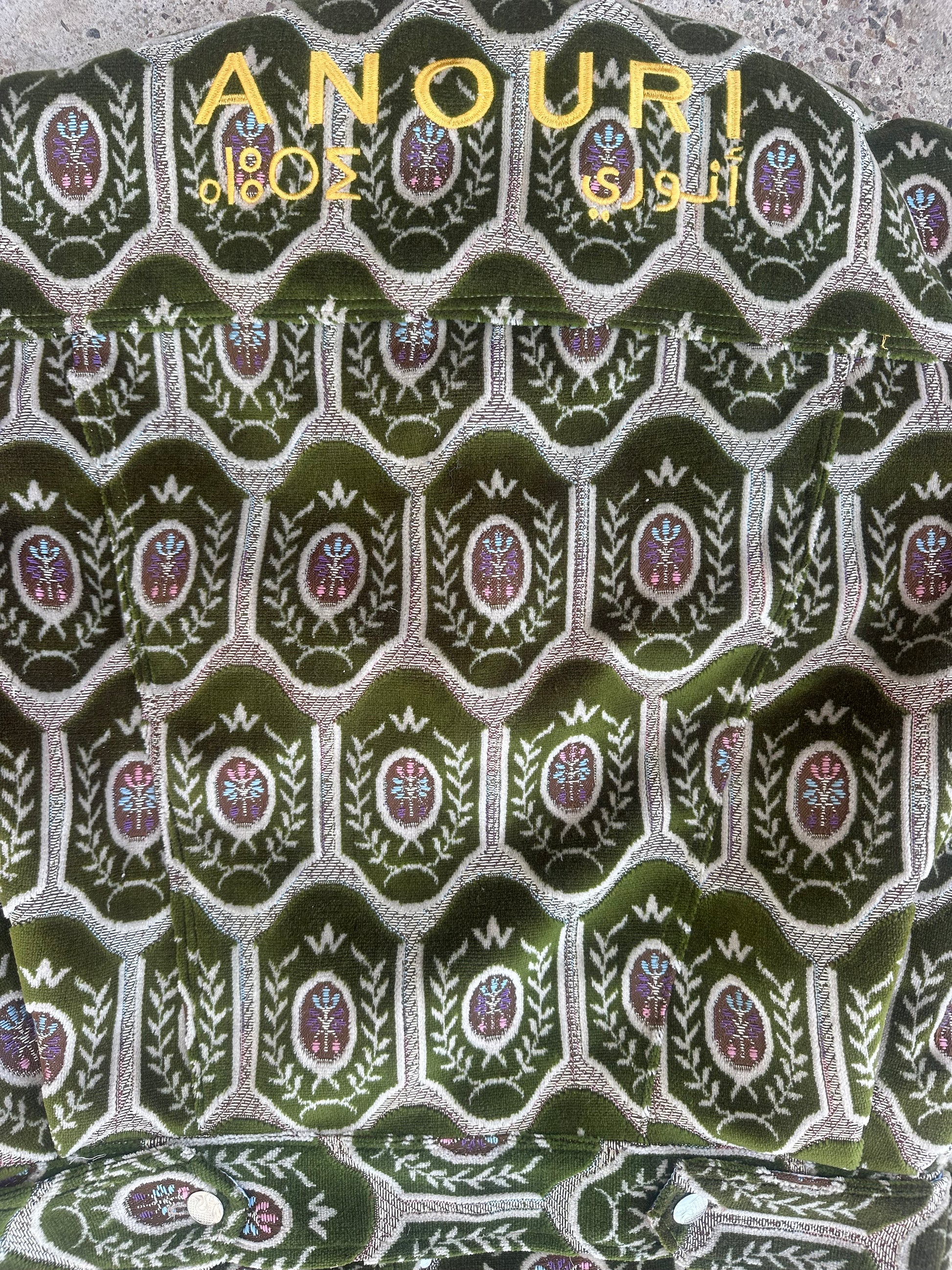 Moroccan hand made light Green  with unique design carpet Jacket UNISEX