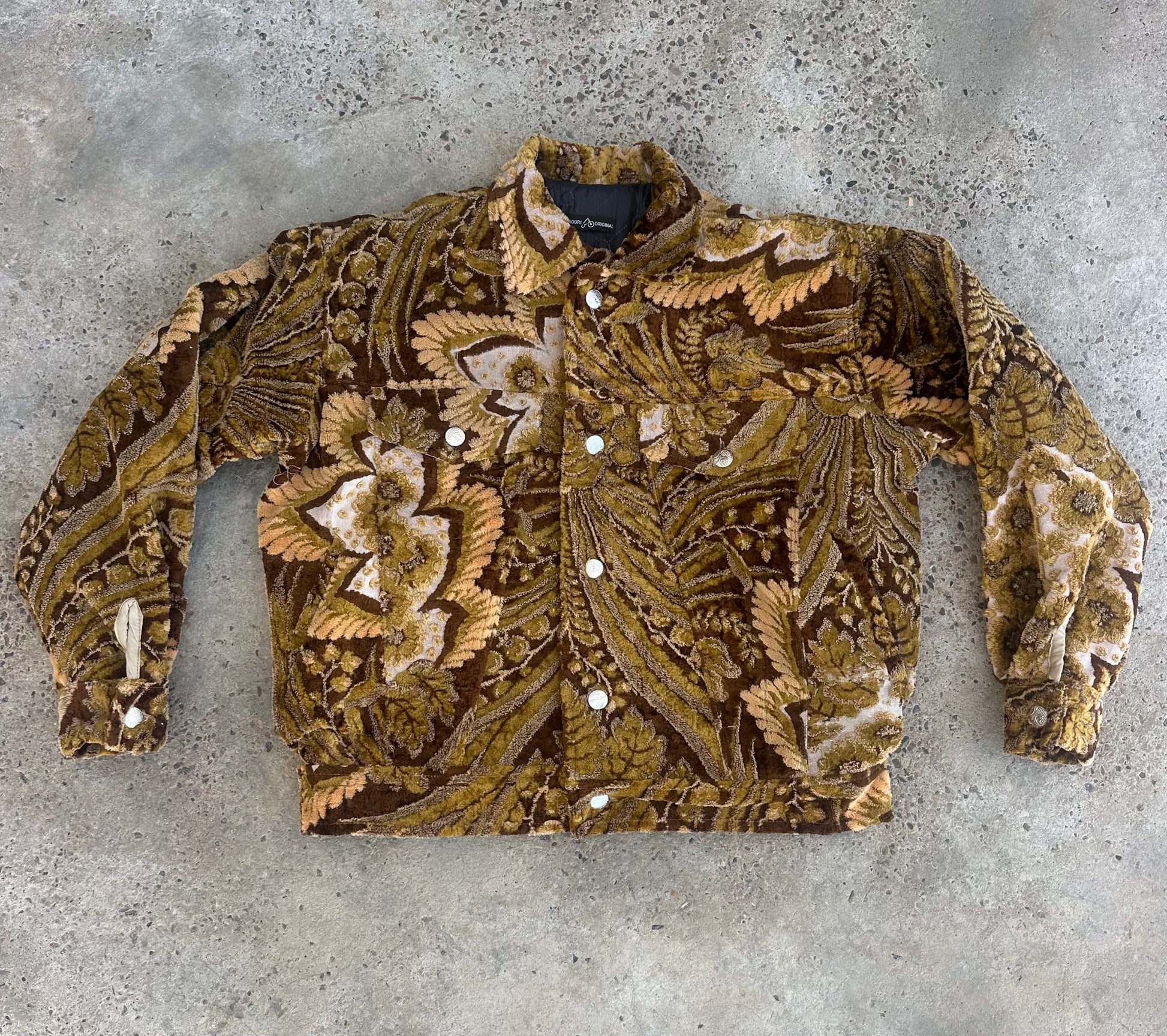 Moroccan hand made Brown and yellow with unique design carpet Jacket UNISEX