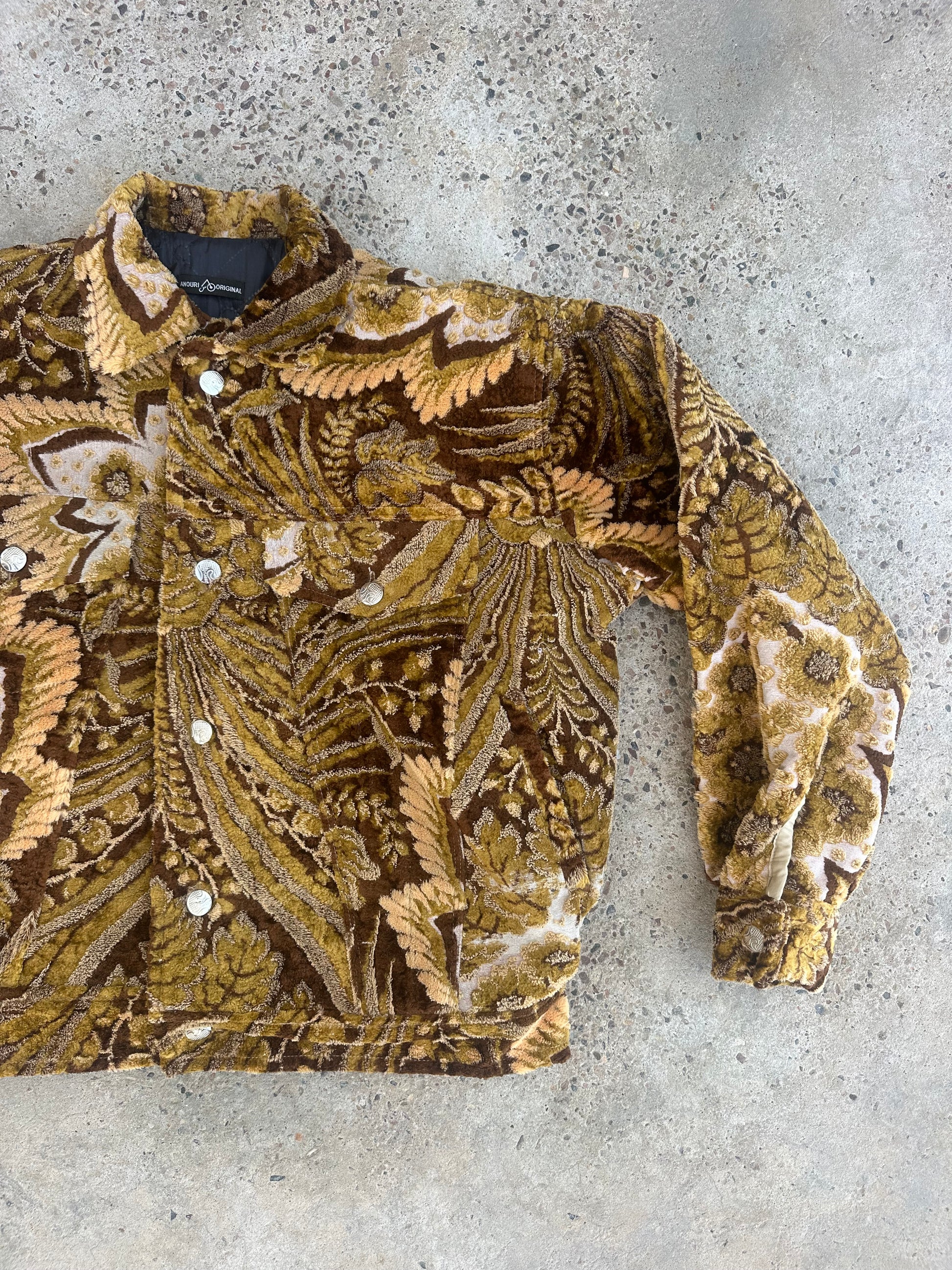 Moroccan hand made Brown and yellow with unique design carpet Jacket UNISEX